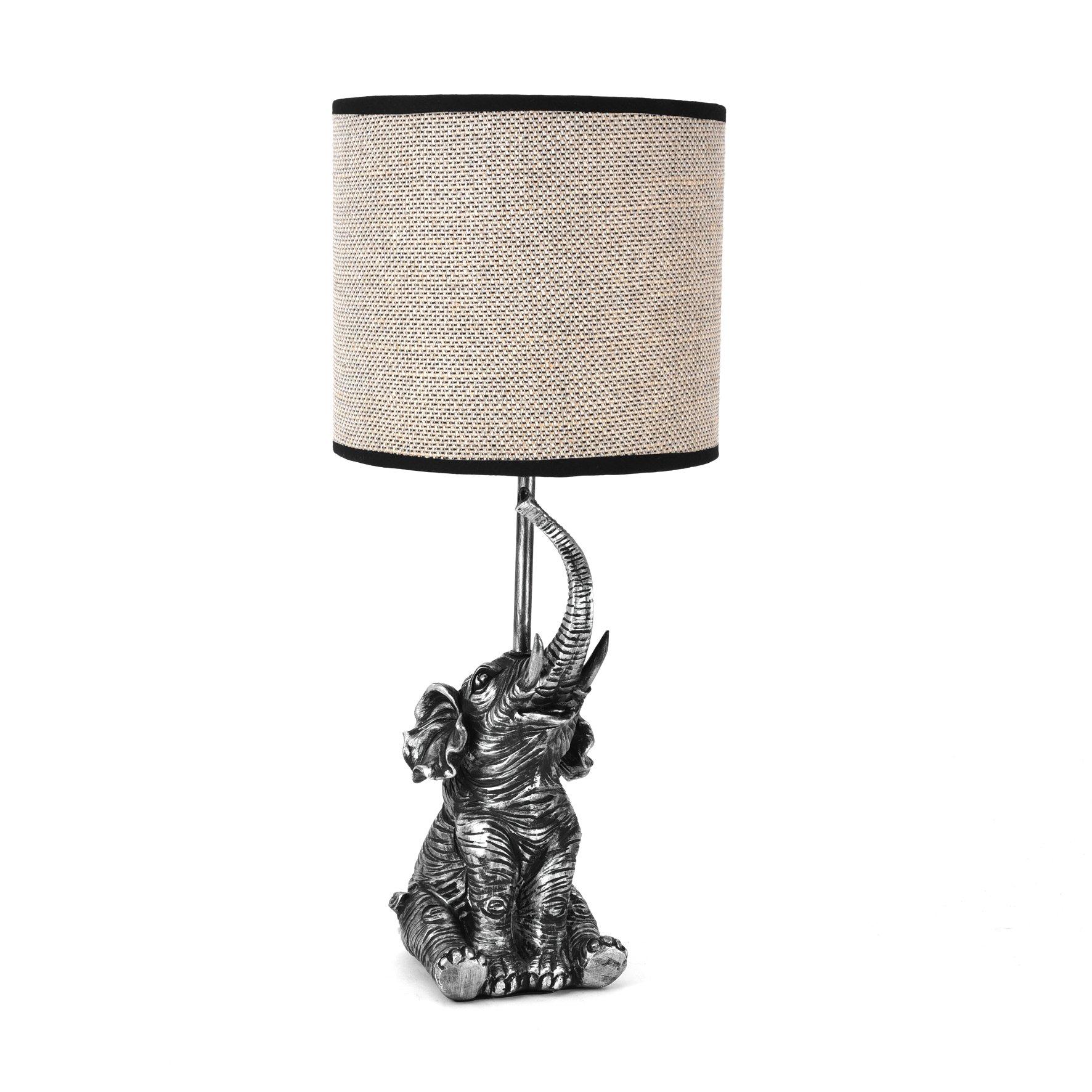 Hestia  Elephant Table Lamp - Silver - 46cm