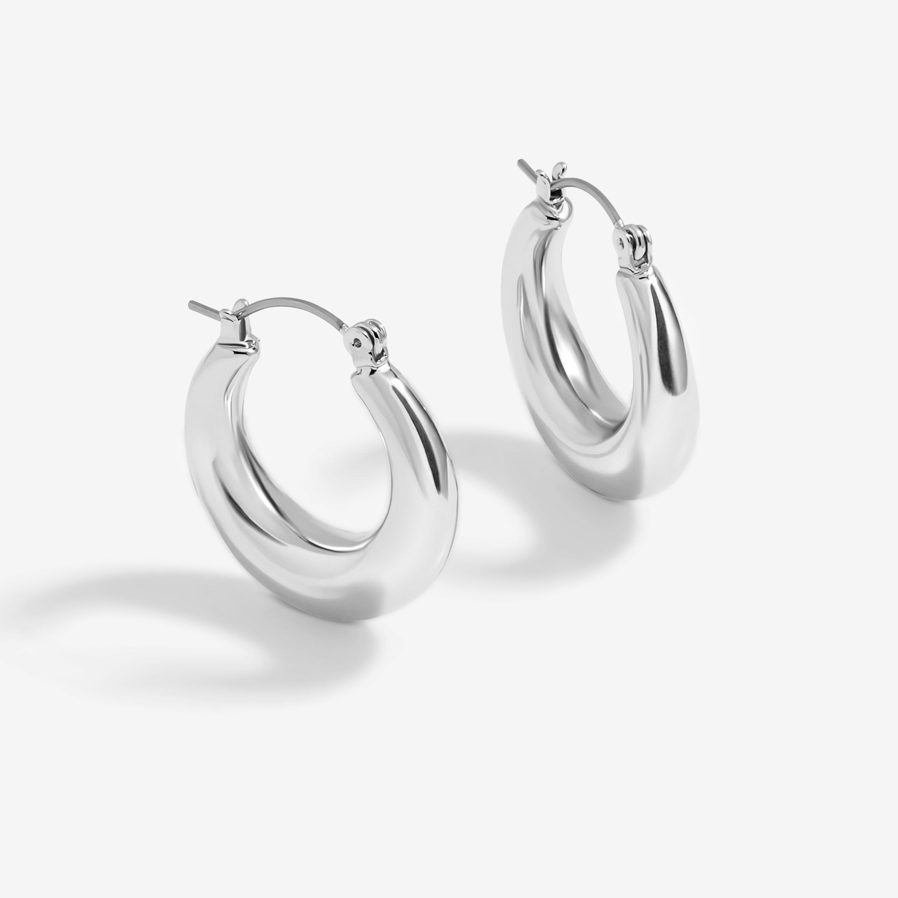 Silver - Jon Richard - Silver Plated Graduated Hoop Earrings - 1
