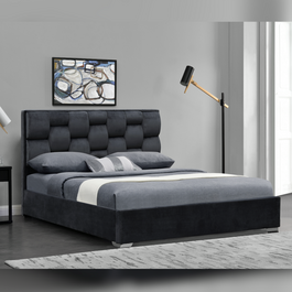 Comfy Living Plush Velvet Weaved Headboard Bed and Mattress