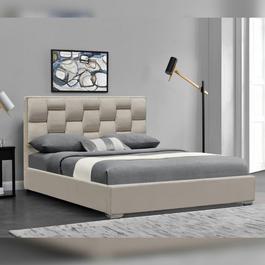 Comfy Living Plush Velvet Weaved Headboard Bed and Mattress