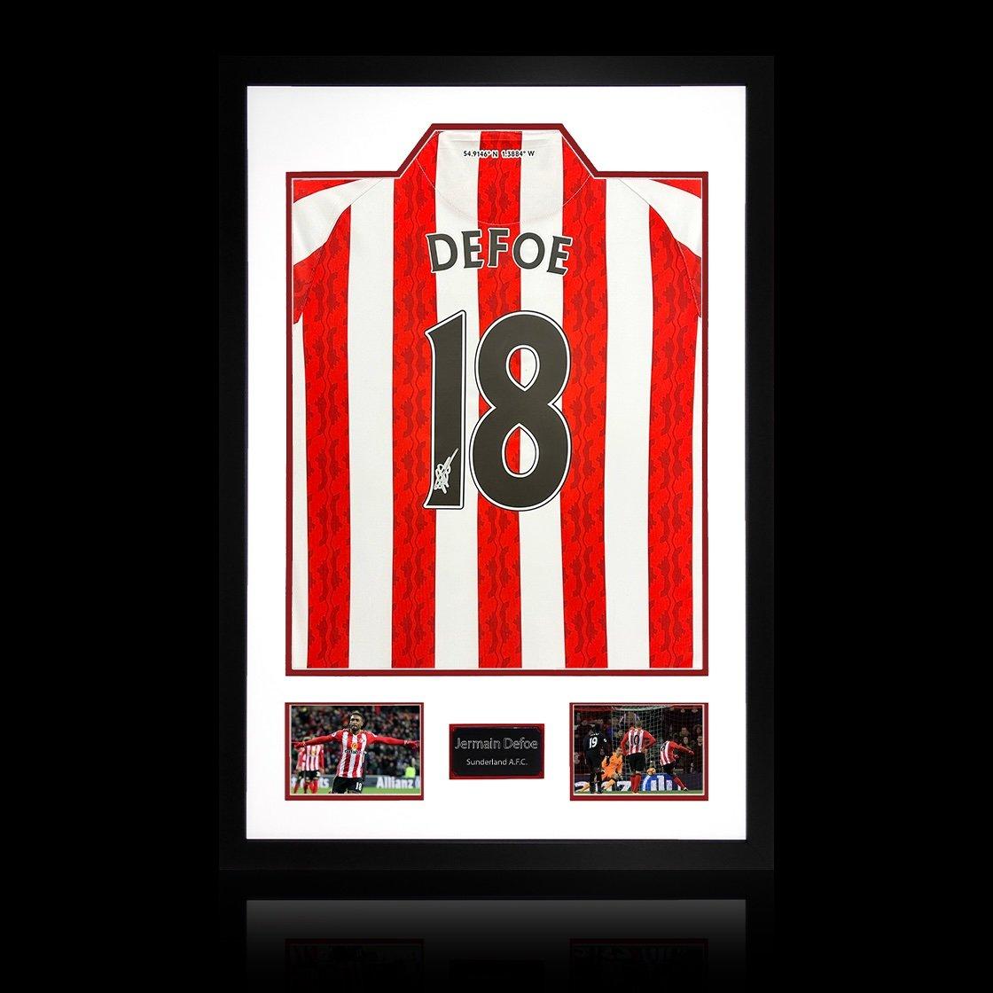 The Fan Cave  Jermain Defoe Signed Sunderland Shirt Premium - Red & White - 850mm x 60