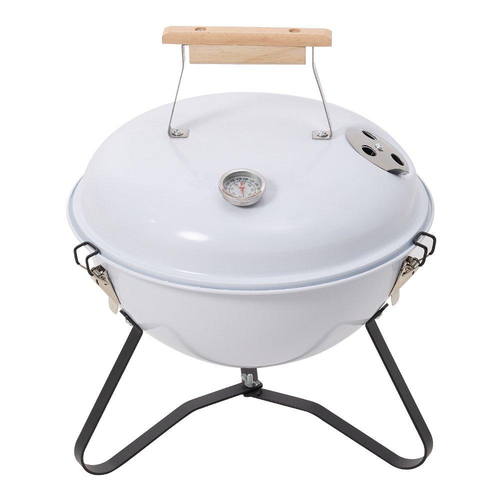 White - Breeins - Portable Charcoal Kettle BBQ Grill - 1