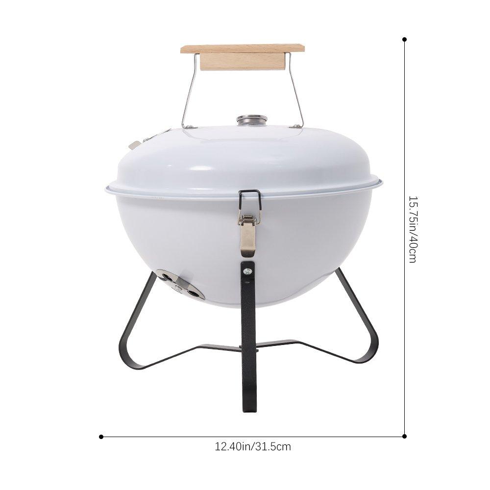 White - Breeins - Portable Charcoal Kettle BBQ Grill - 2