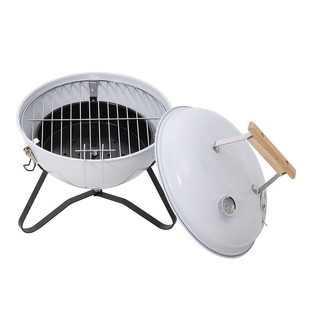 White - Breeins - Portable Charcoal Kettle BBQ Grill - 5