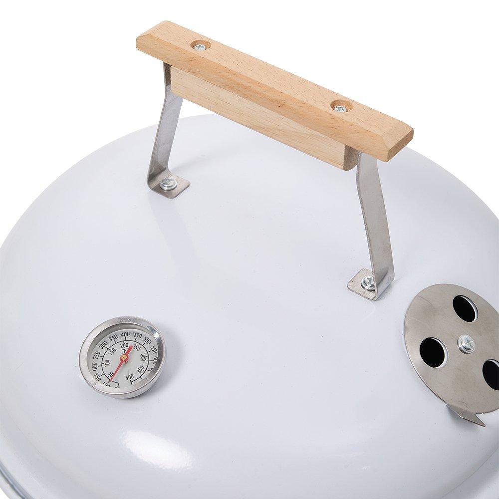 White - Breeins - Portable Charcoal Kettle BBQ Grill - 9
