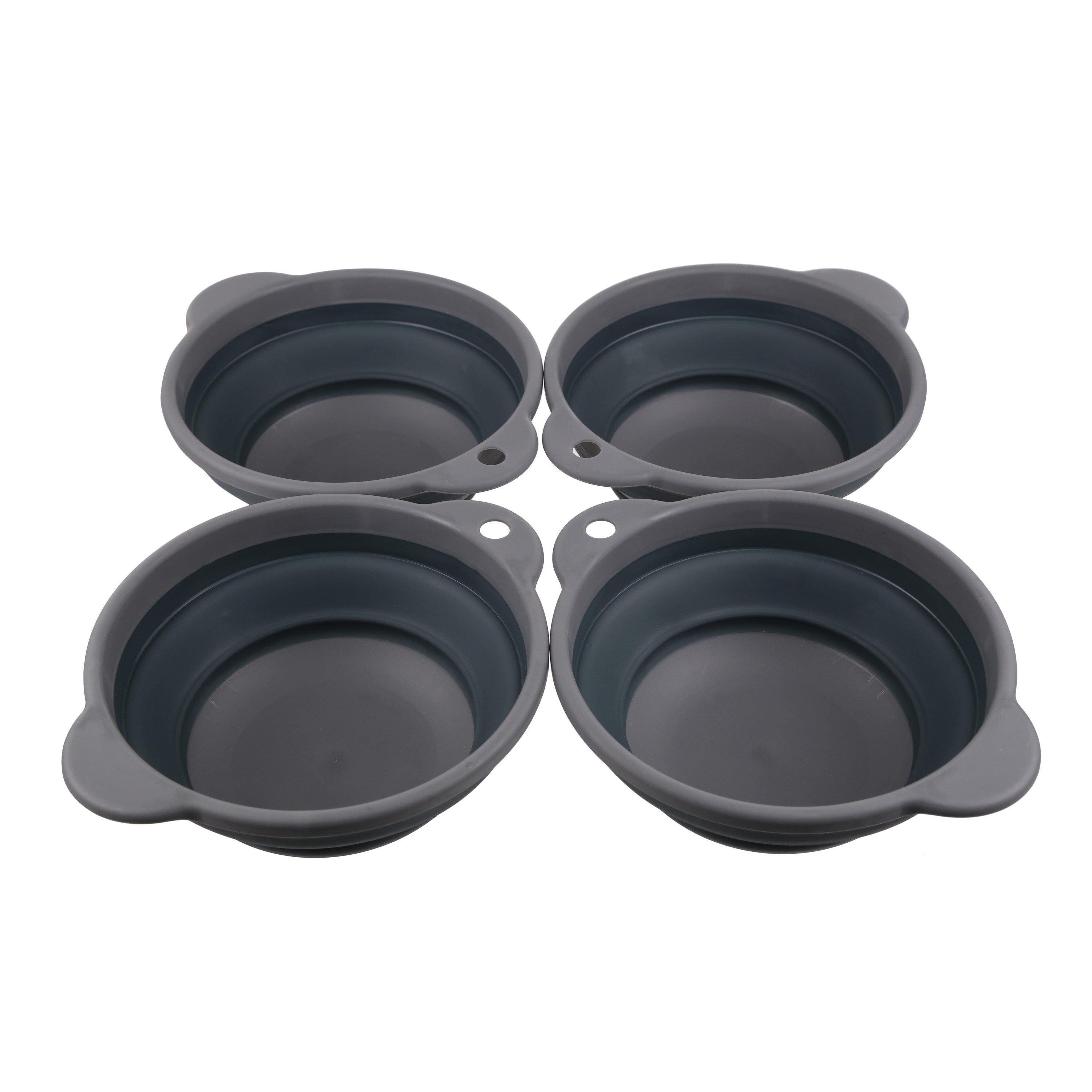 Ebony Grey - Regatta - TPR Folding Lightweight Camping Bowl Set - 5