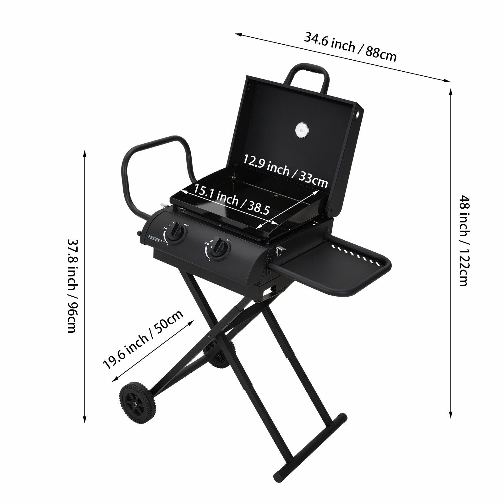 Black - Breeins - Foldable Portable Gas Griddle Grill - 2