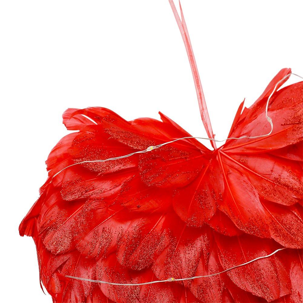 Red - LIFE IDEAS - LED Light Red Feather Creative Hanging Ornament - 5