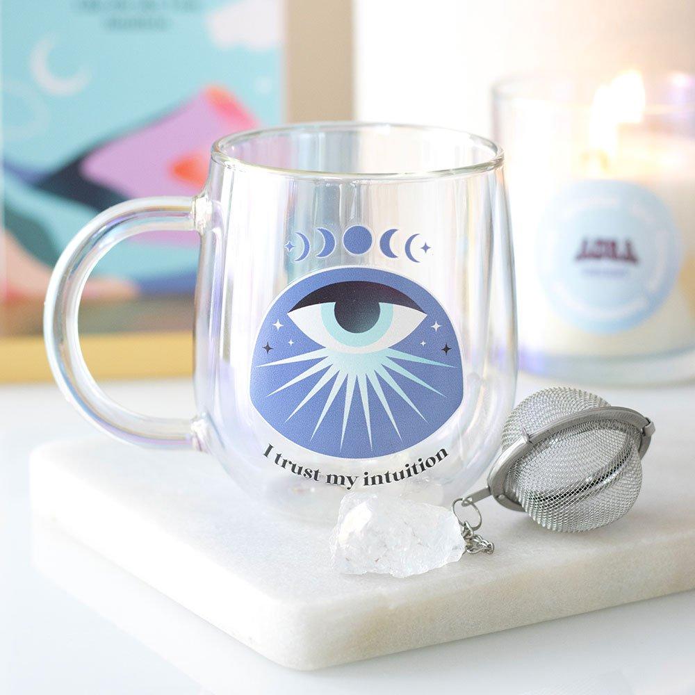 Something Different  Intuition Double Walled Glass Mug With Aura Crysta - Clear
