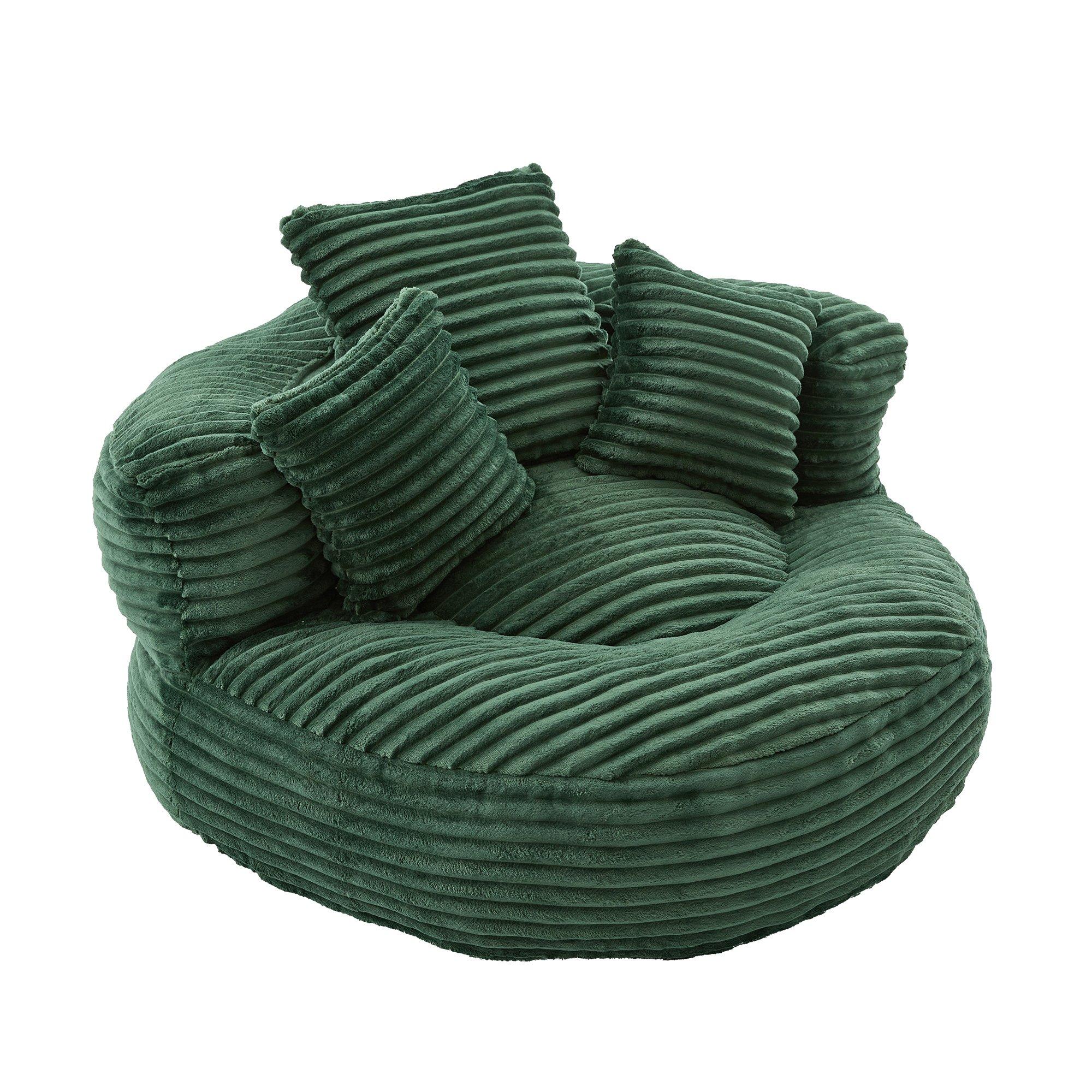 Emerald - Urban Meuble - Corduroy Bean Bag Chair with Pillows - 11
