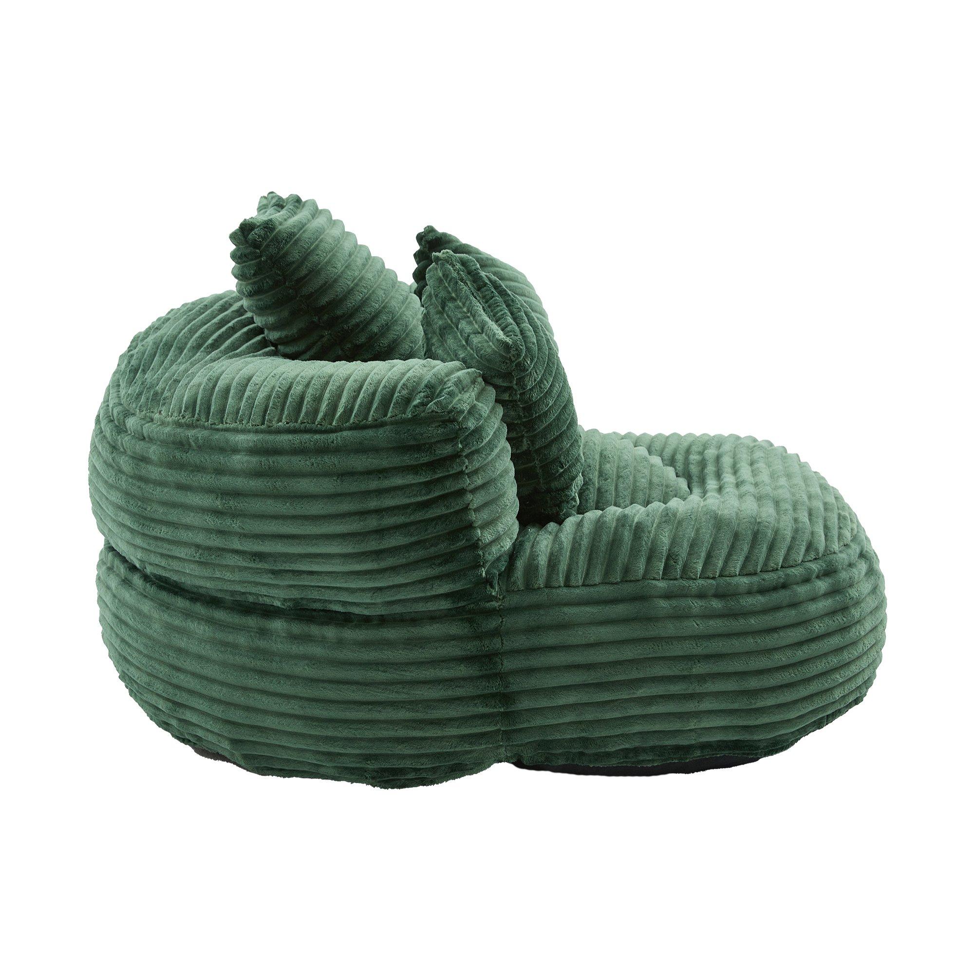 Emerald - Urban Meuble - Corduroy Bean Bag Chair with Pillows - 12