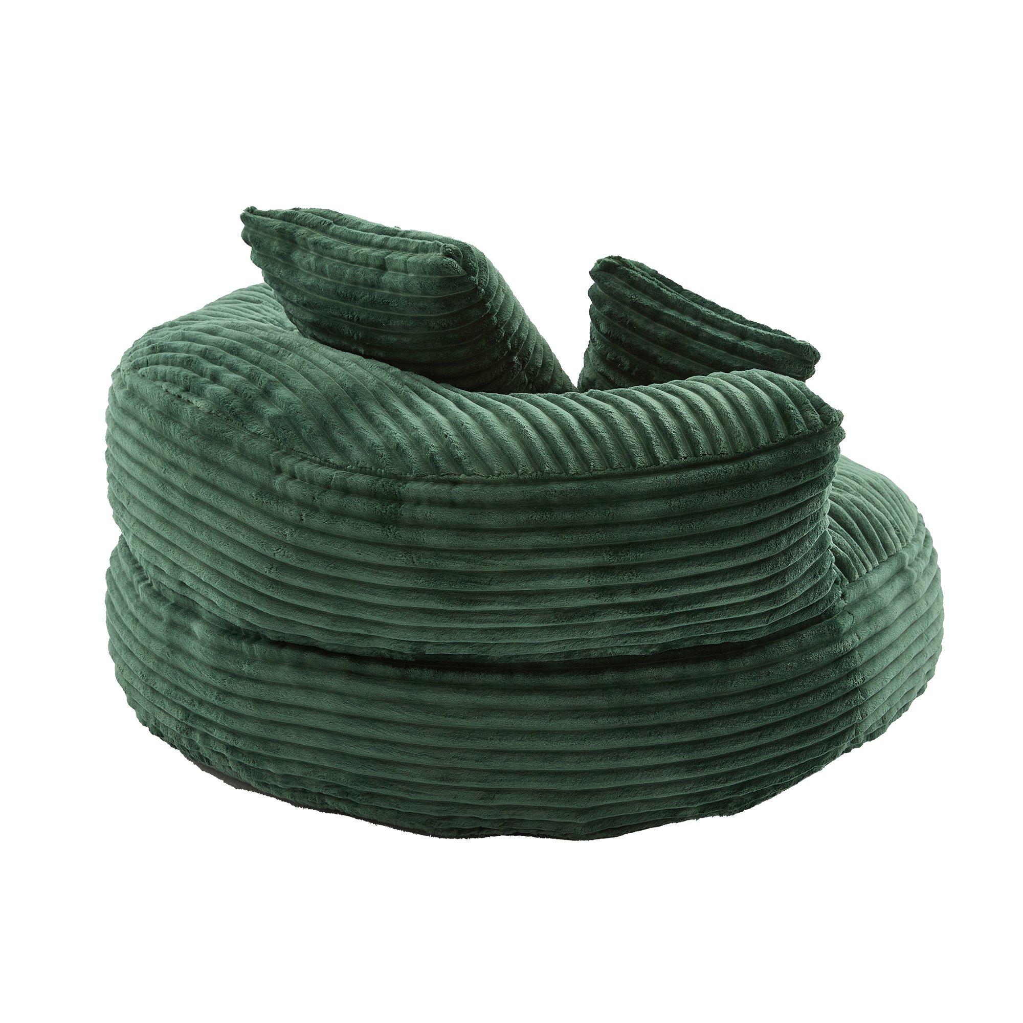 Emerald - Urban Meuble - Corduroy Bean Bag Chair with Pillows - 13