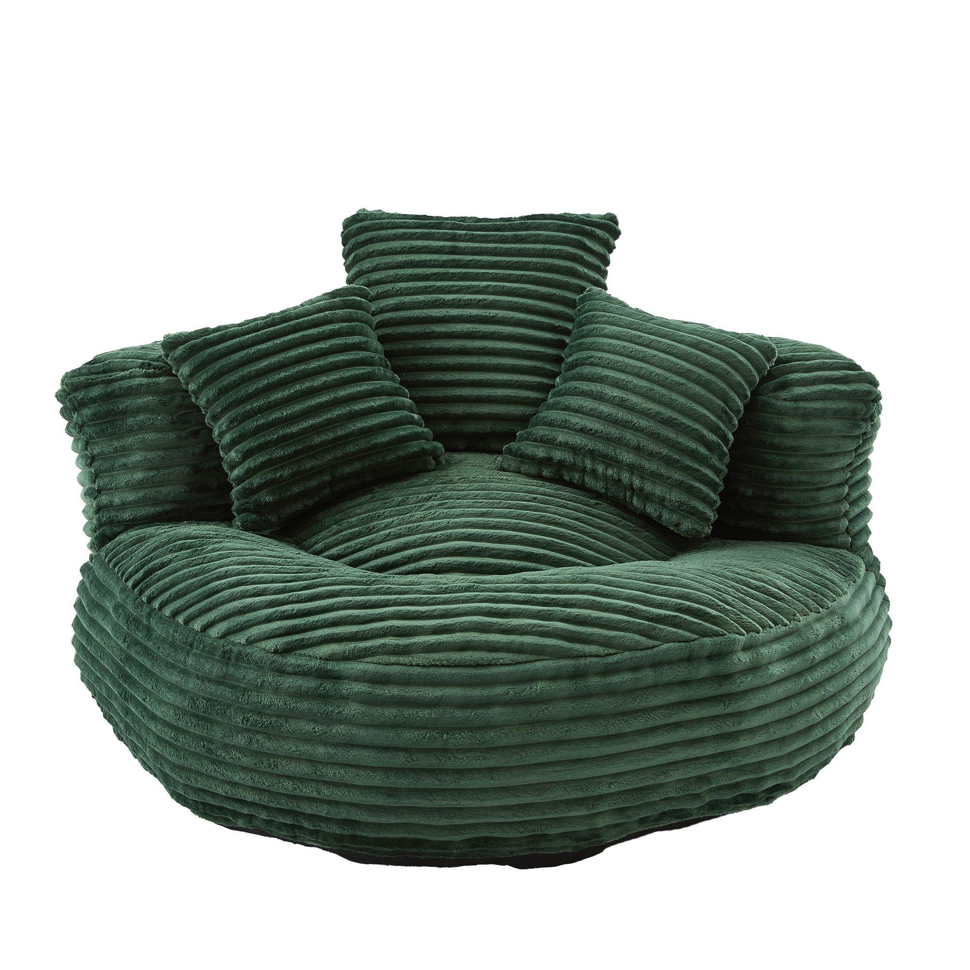 Emerald - Urban Meuble - Corduroy Bean Bag Chair with Pillows - 5