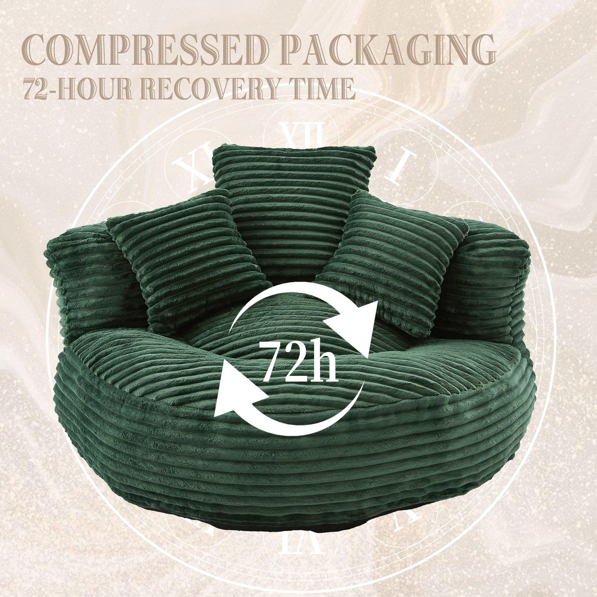 Emerald - Urban Meuble - Corduroy Bean Bag Chair with Pillows - 8