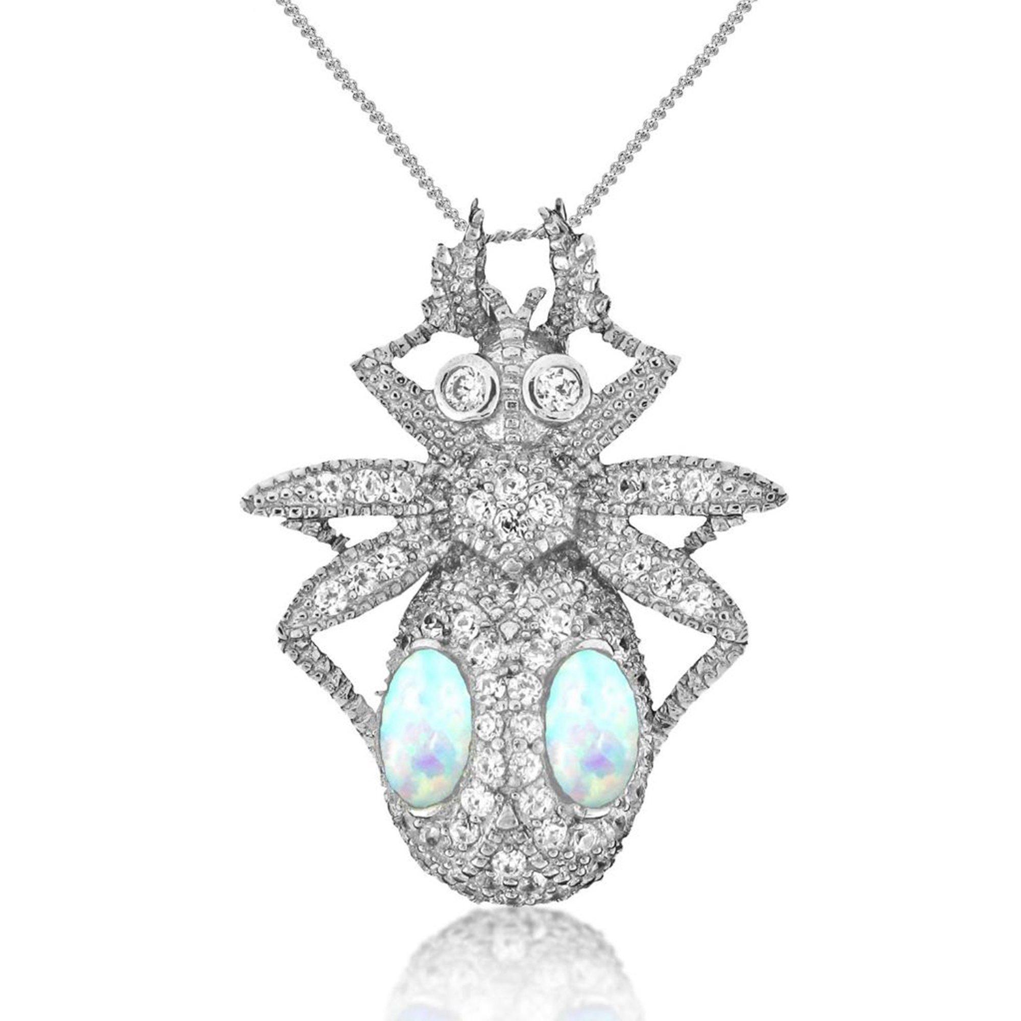 Silver - Espree - Espreee Opal Jewelled Beetle Pendant