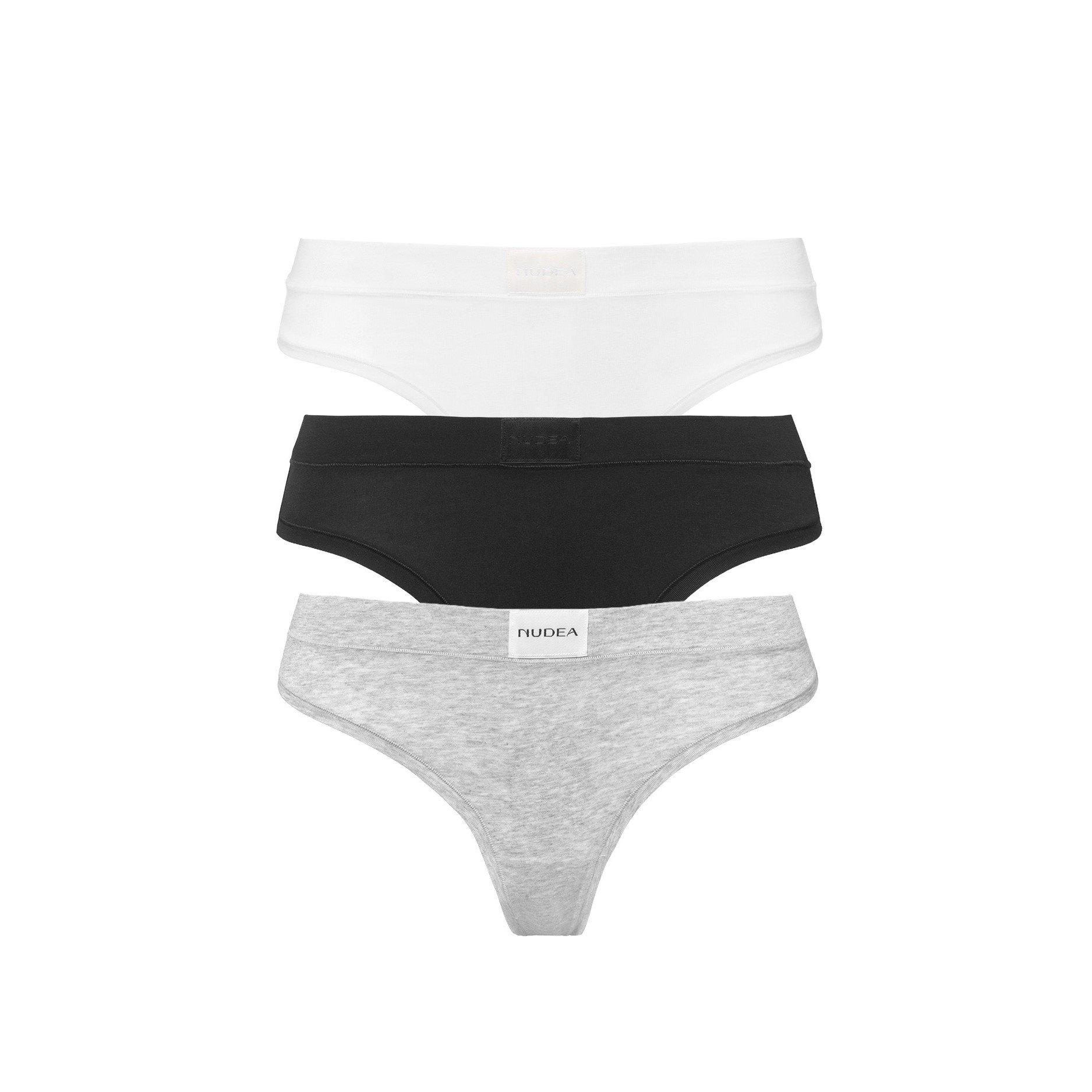 Black White & G - Nudea - Cotton Modal Dipped Thong 3 Pack - 5