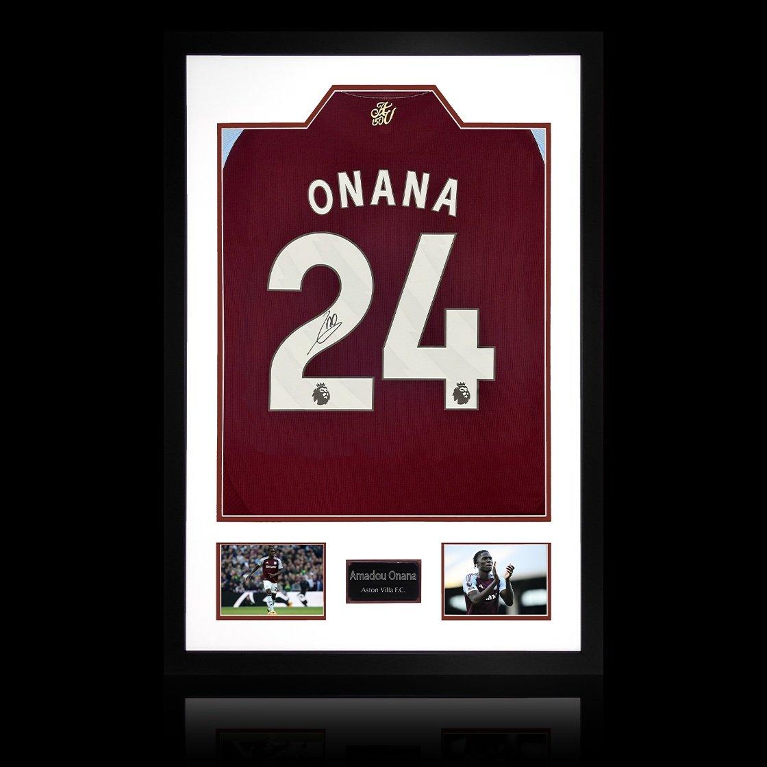 Claret - The Fan Cave - Amadou Onana Signed Aston Villa Shirt Premium Fram - 1