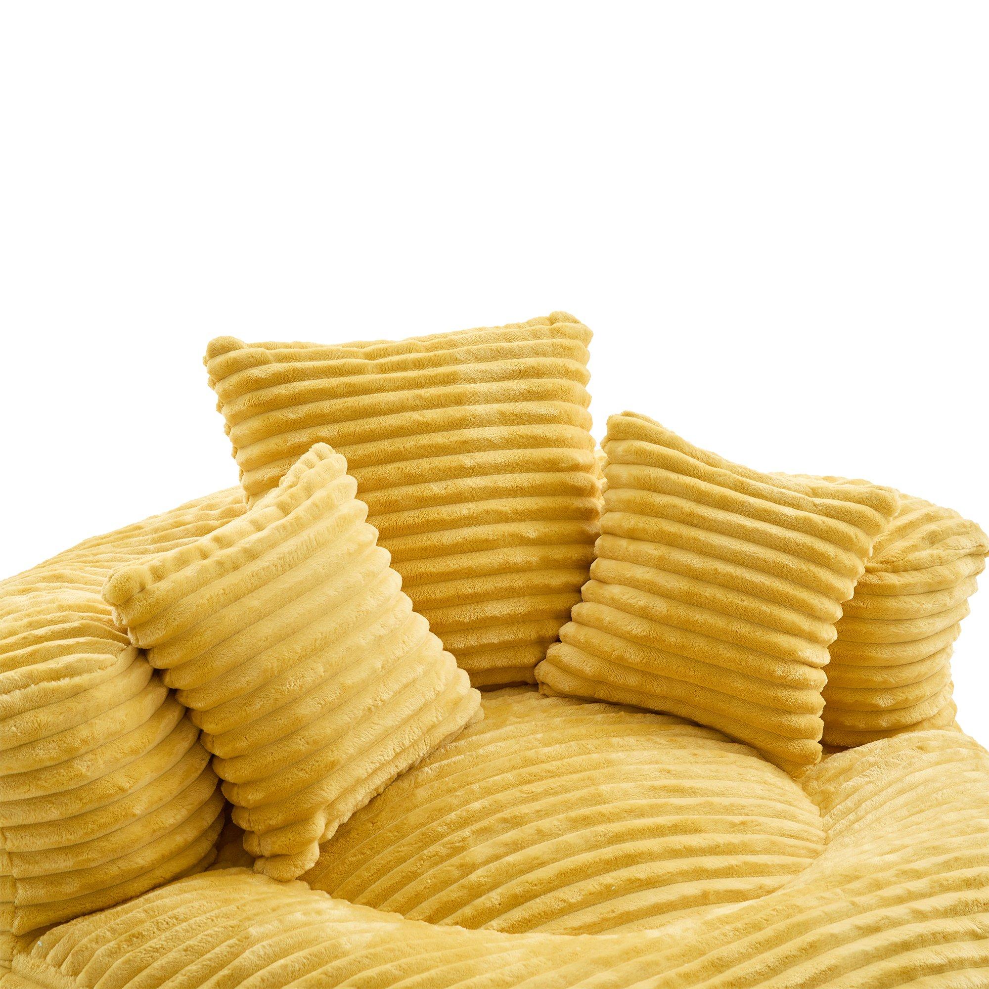 Mustard Yellow - Urban Meuble - Corduroy Bean Bag Chair with Pillows - 15