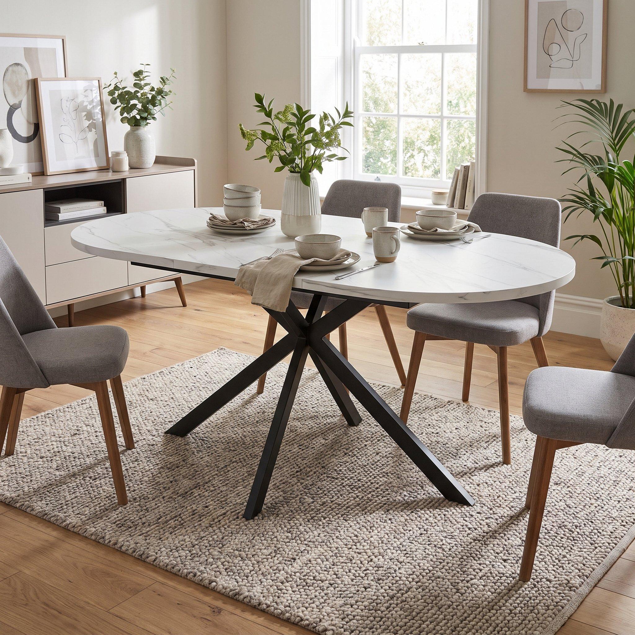 White Marble - Urban Meuble - Modern Extendable Oval Dining Table - 2