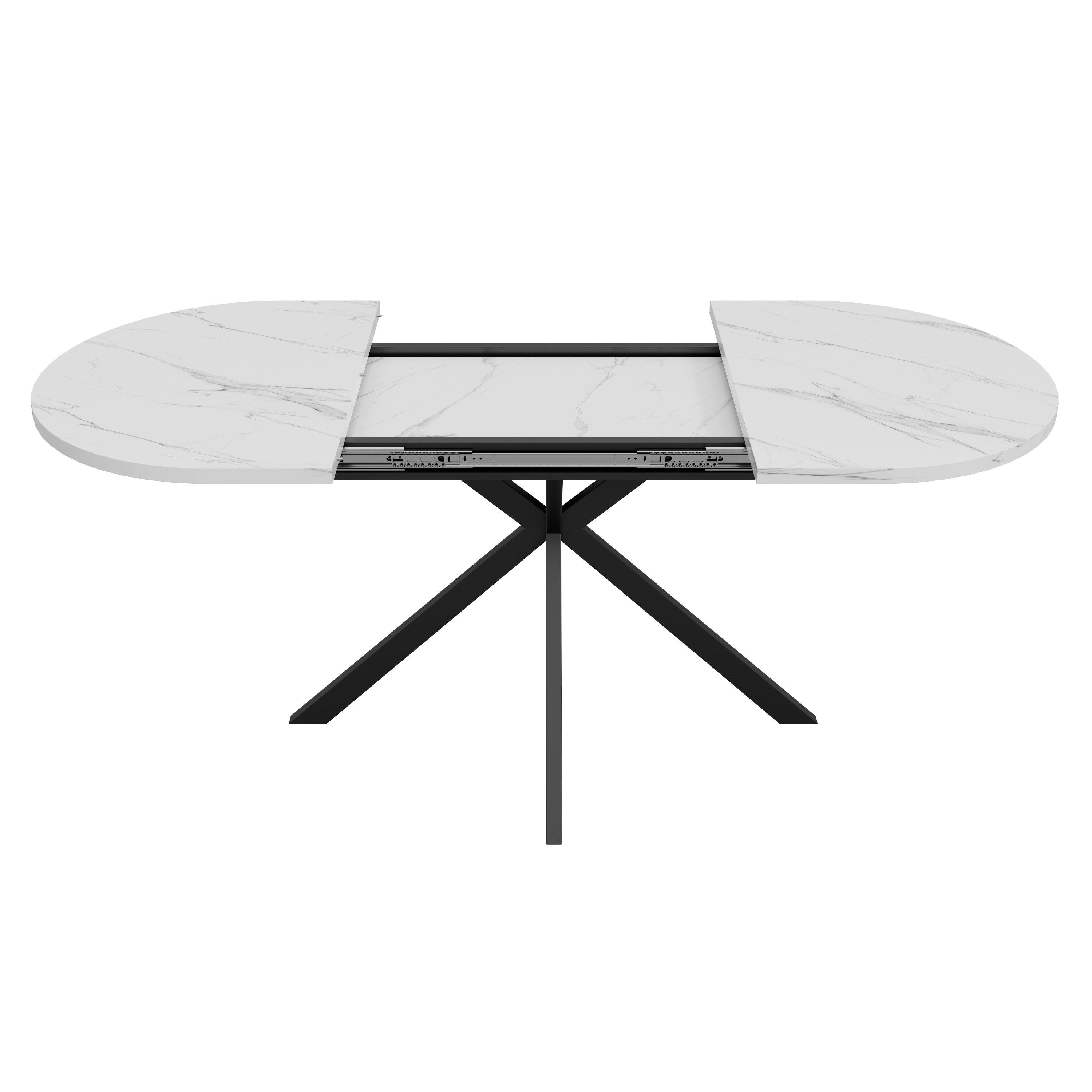 White Marble - Urban Meuble - Modern Extendable Oval Dining Table - 13