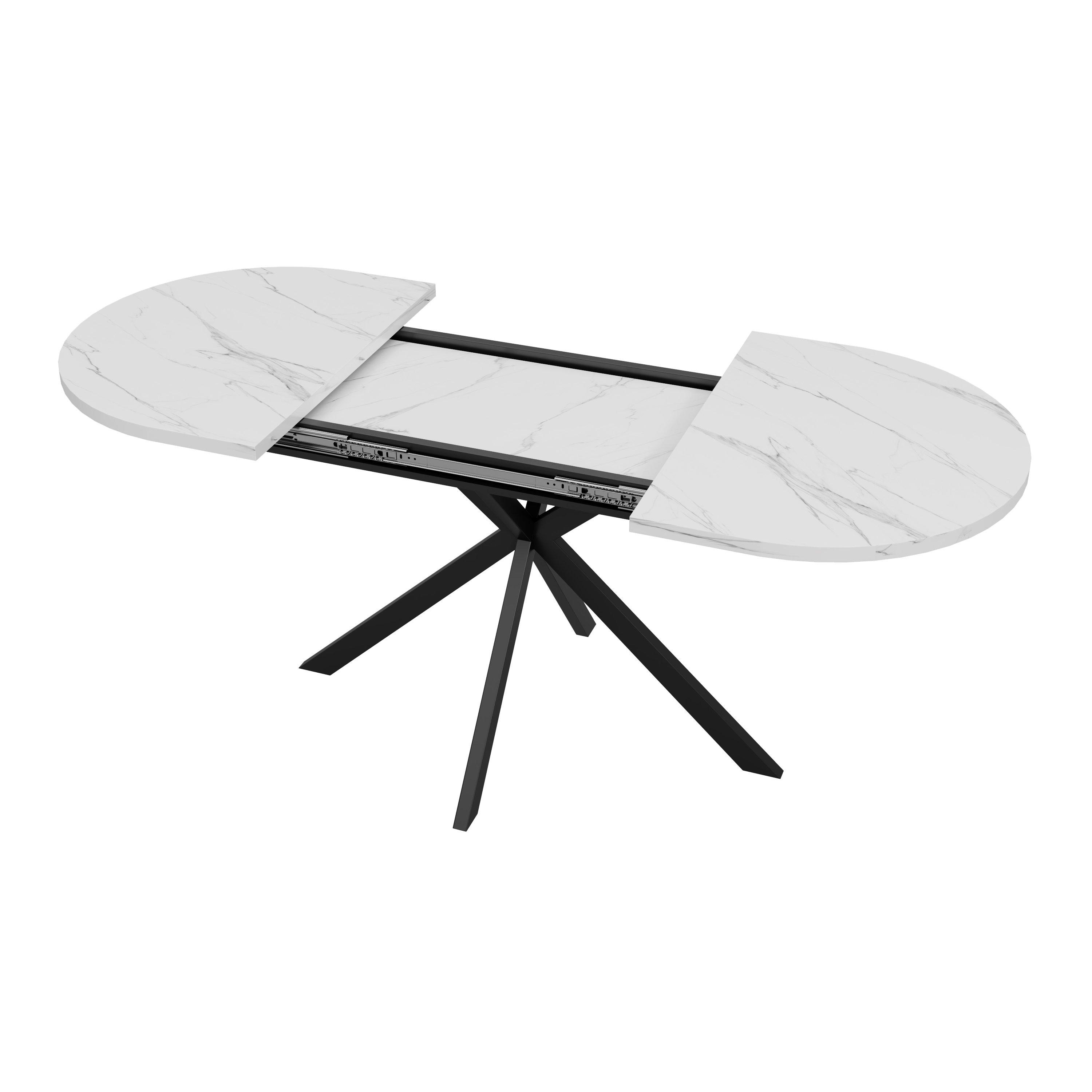 White Marble - Urban Meuble - Modern Extendable Oval Dining Table - 14