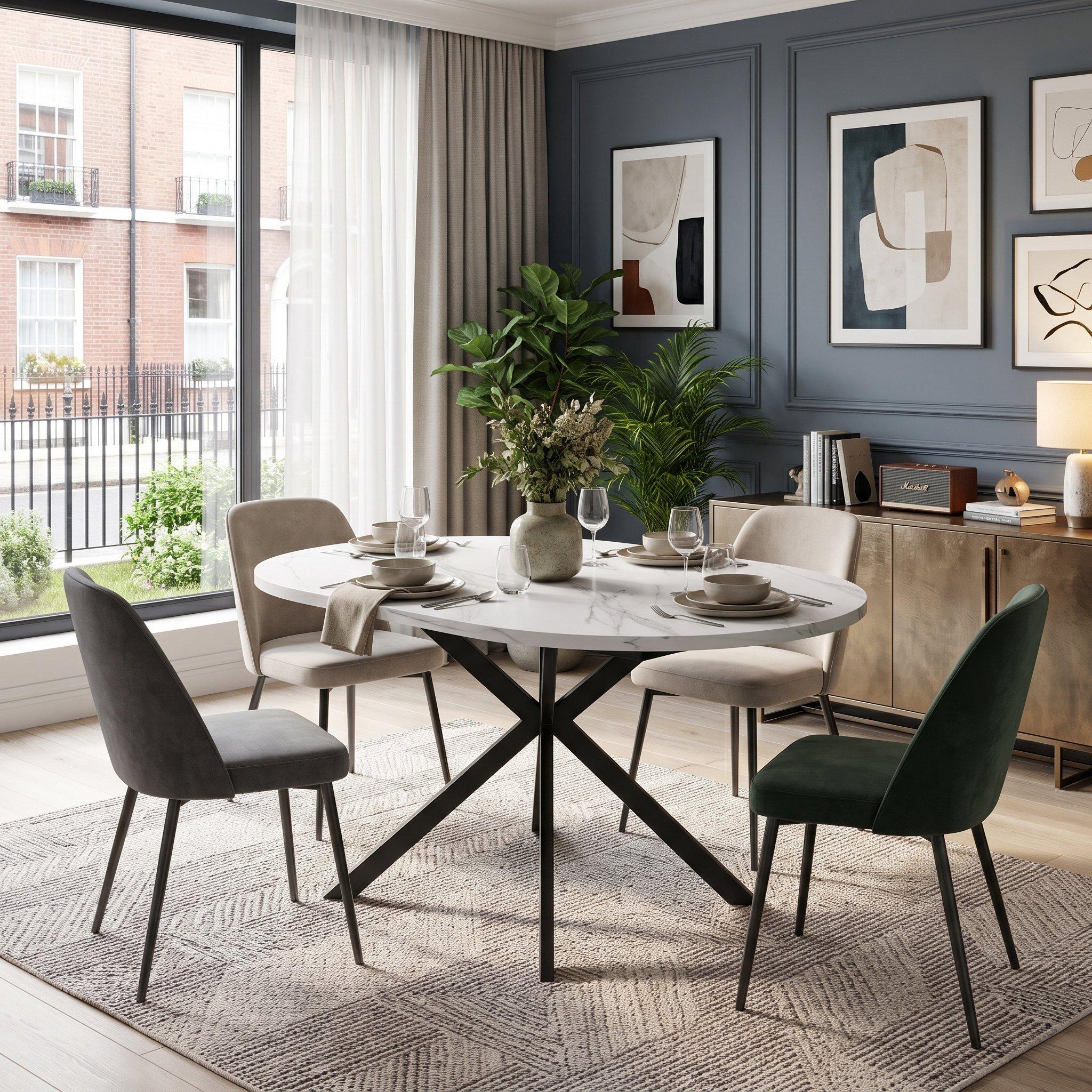 White Marble - Urban Meuble - Modern Extendable Oval Dining Table - 3