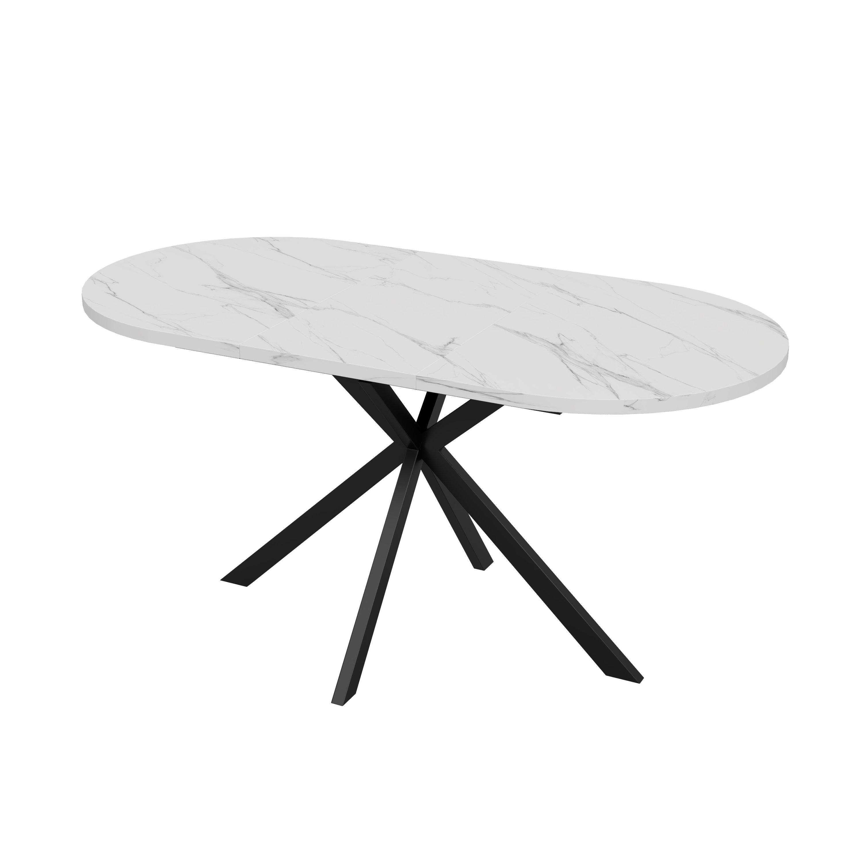 White Marble - Urban Meuble - Modern Extendable Oval Dining Table - 5