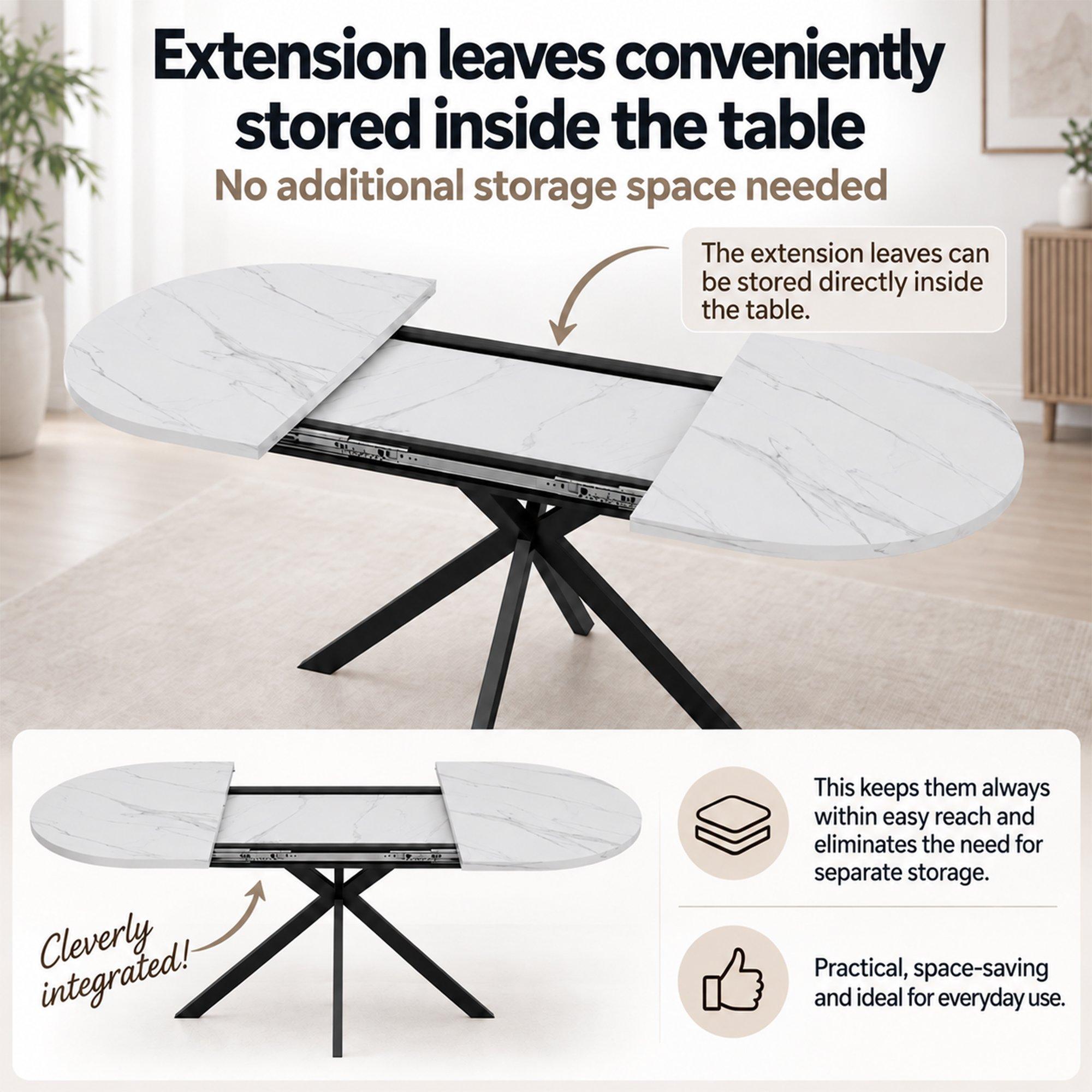 White Marble - Urban Meuble - Modern Extendable Oval Dining Table - 7