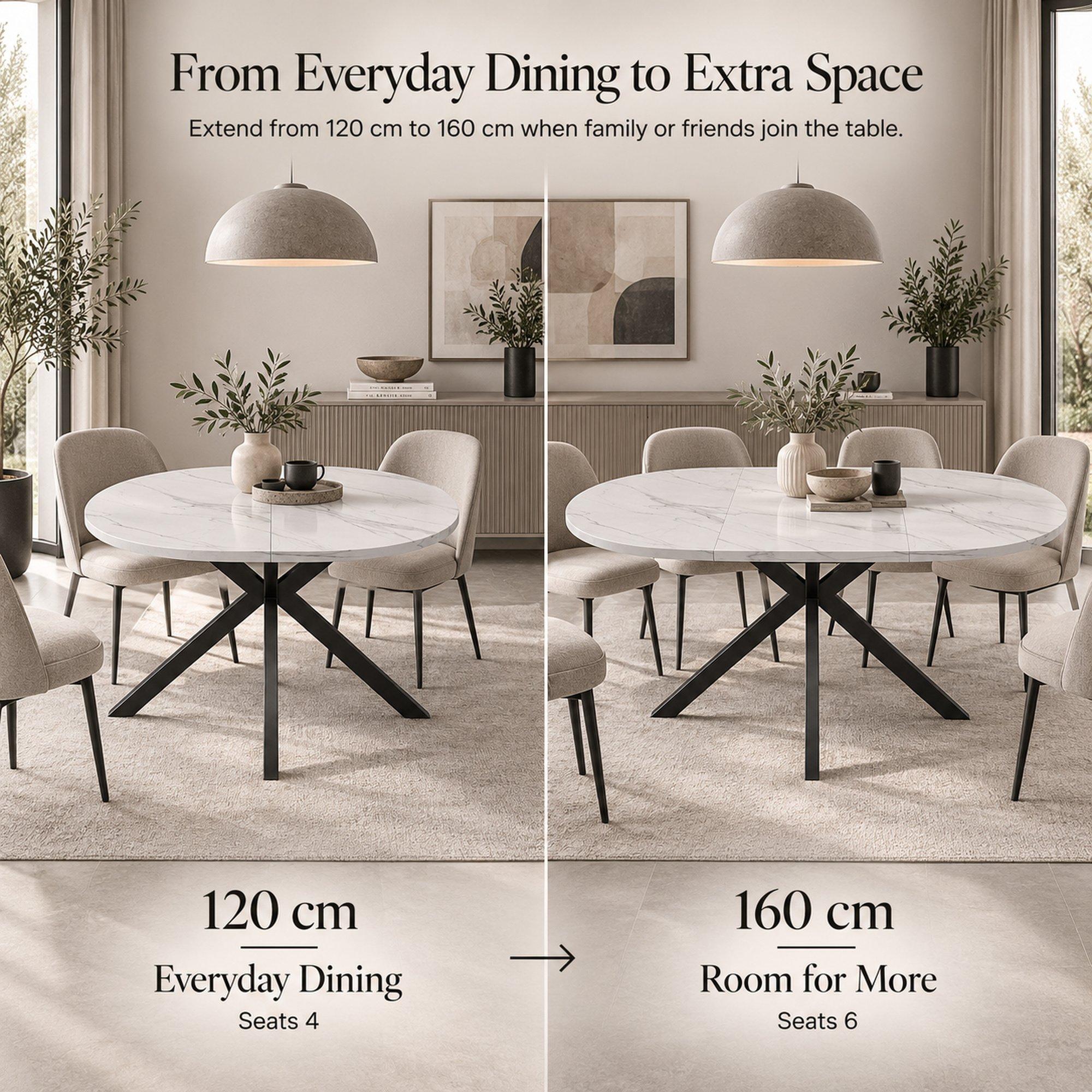 White Marble - Urban Meuble - Modern Extendable Oval Dining Table - 8