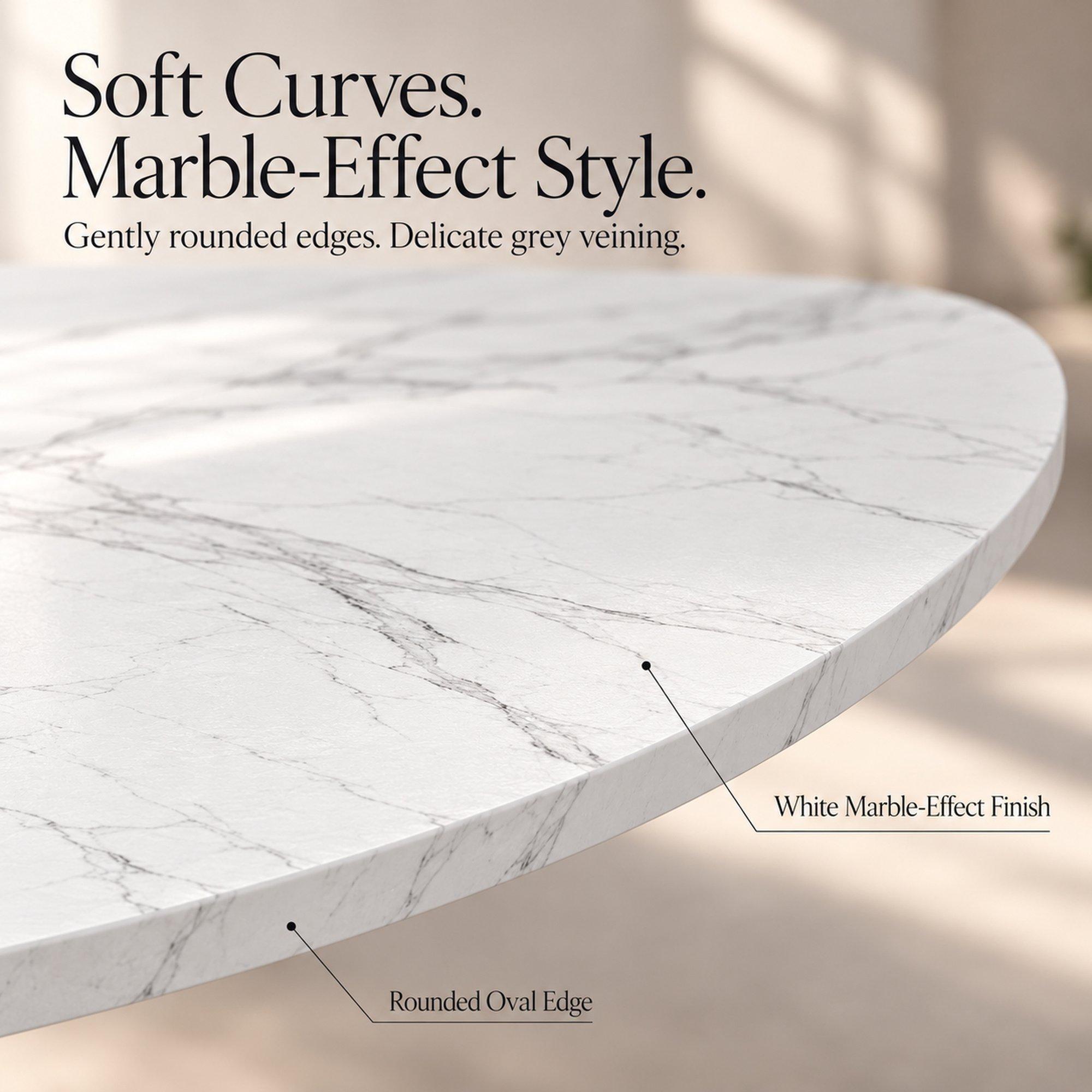 White Marble - Urban Meuble - Modern Extendable Oval Dining Table - 9
