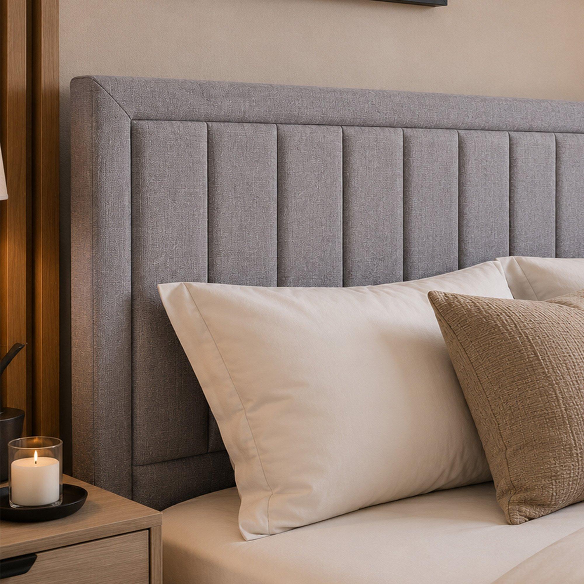Grey - Aspire - Cotswold Frame Quilted Headboard Ottoman Bed in Gr - 4