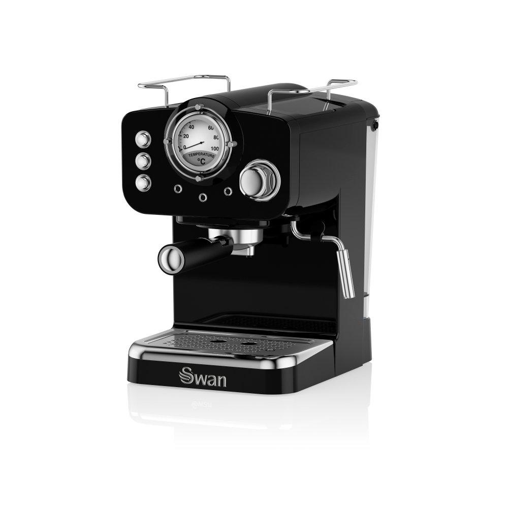 Swan SK22110BN Retro Espresso Coffee Machine with Milk Frother, Steam Pressure Control, 1.2L Detachable Water Tank, 1100W, Retro Black - Image 4