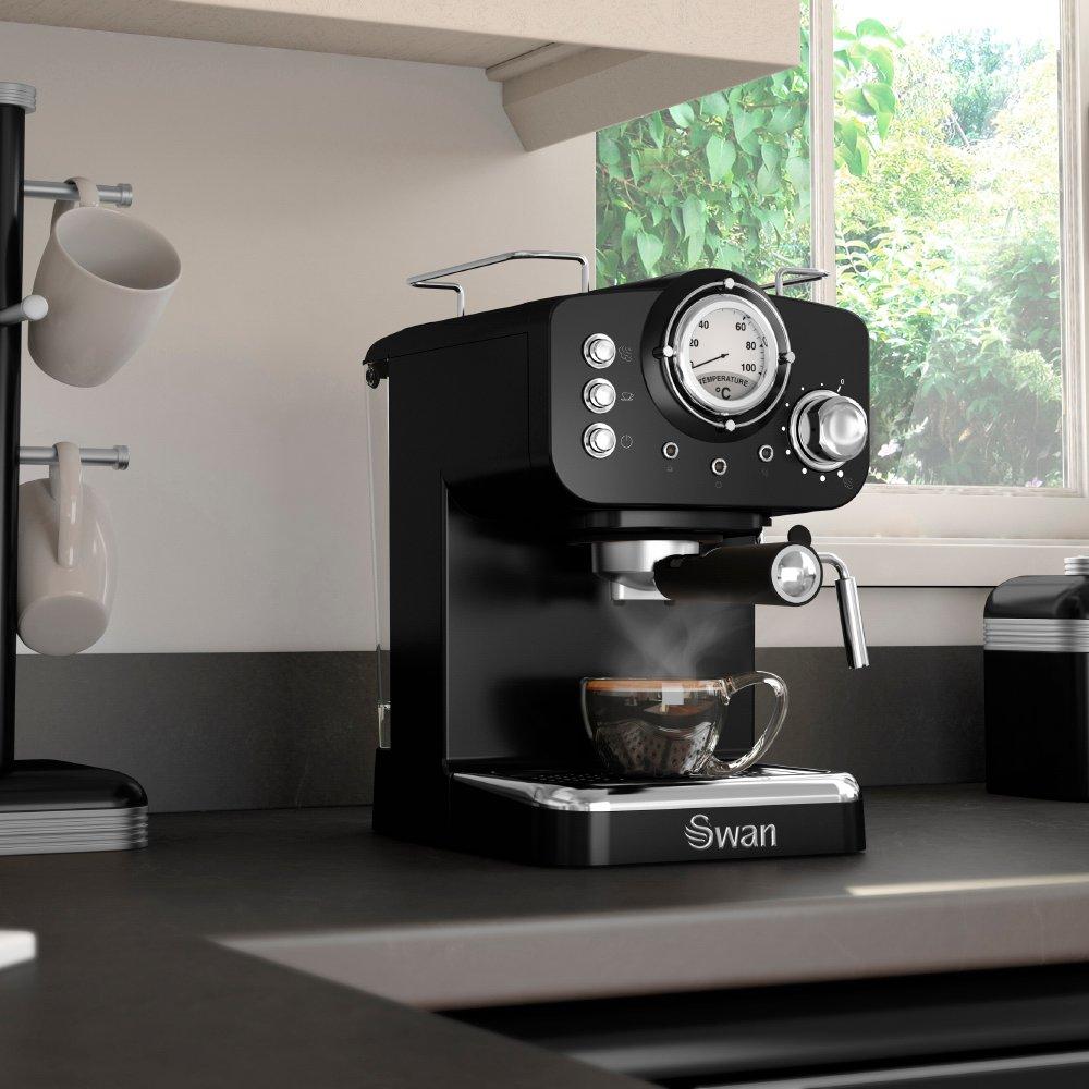 Black - Swan - Retro Pump Espresso Coffee Machine - Black - 6