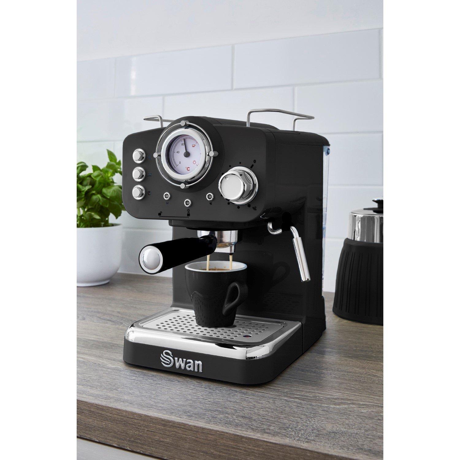 Black - Swan - Retro Pump Espresso Coffee Machine - Black - 7