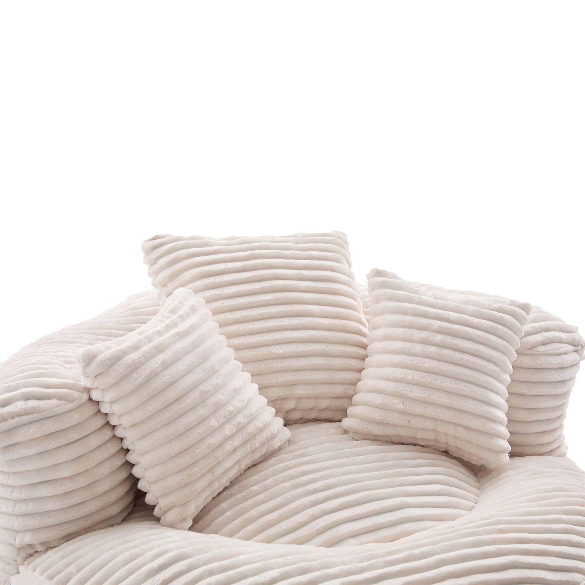 Beige - Urban Meuble - Corduroy Bean Bag Chair with Pillows - 15