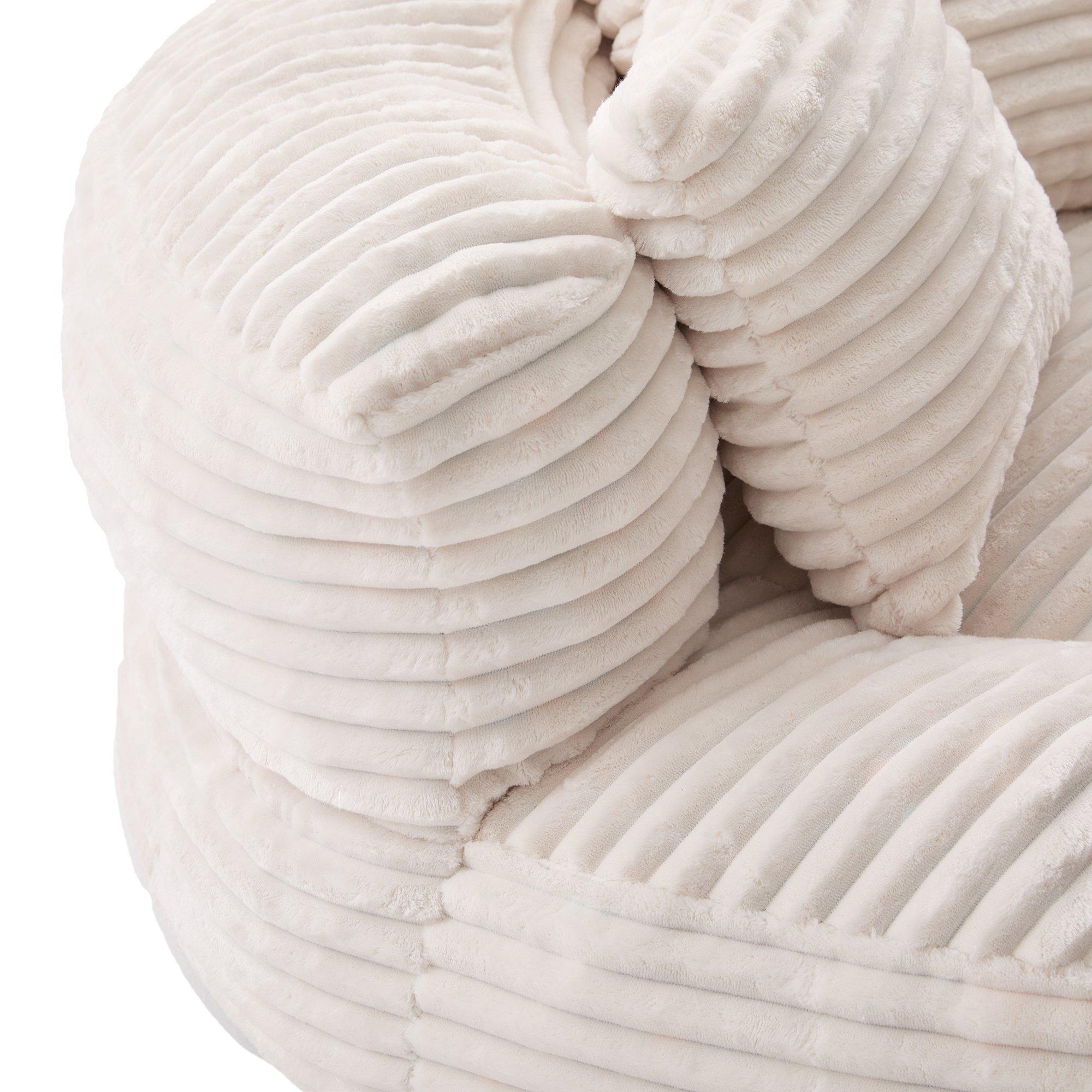 Beige - Urban Meuble - Corduroy Bean Bag Chair with Pillows - 16