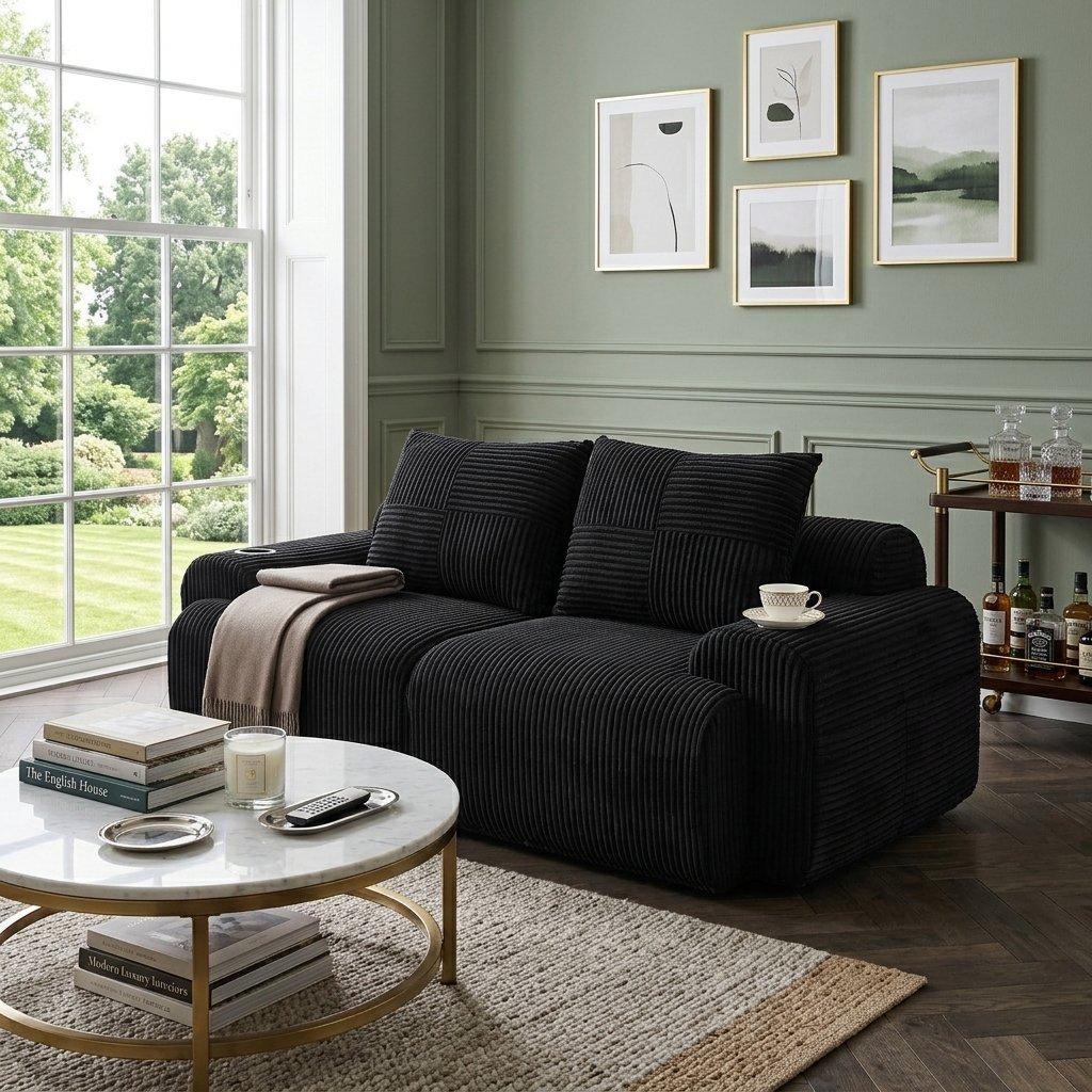 Black - Urban Meuble - Modular Corduroy Sofa - 2