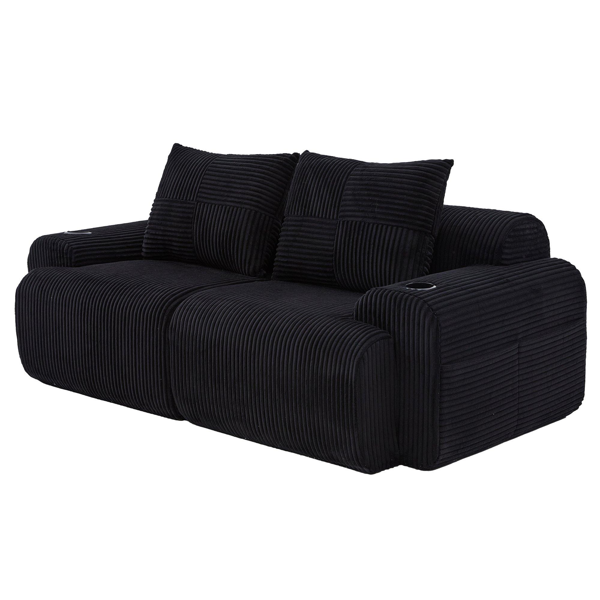 Black - Urban Meuble - Modular Corduroy Sofa - 11