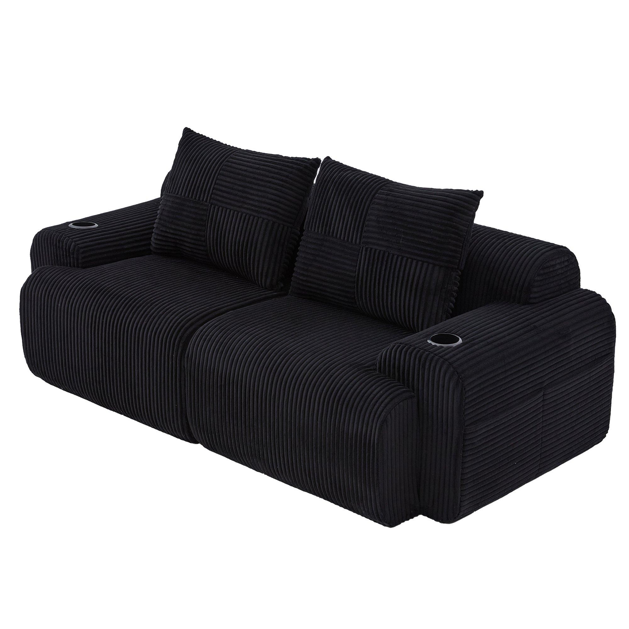 Black - Urban Meuble - Modular Corduroy Sofa - 12