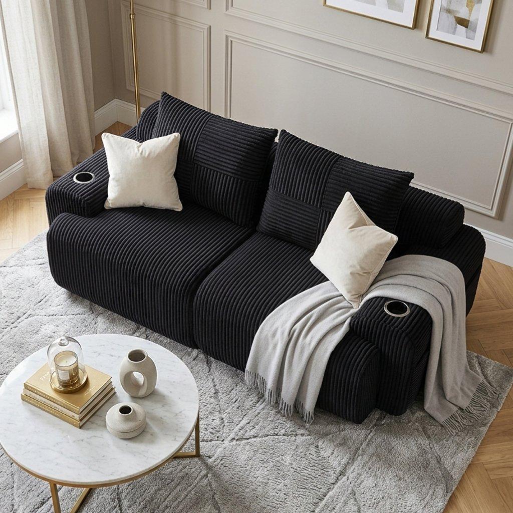 Black - Urban Meuble - Modular Corduroy Sofa - 4