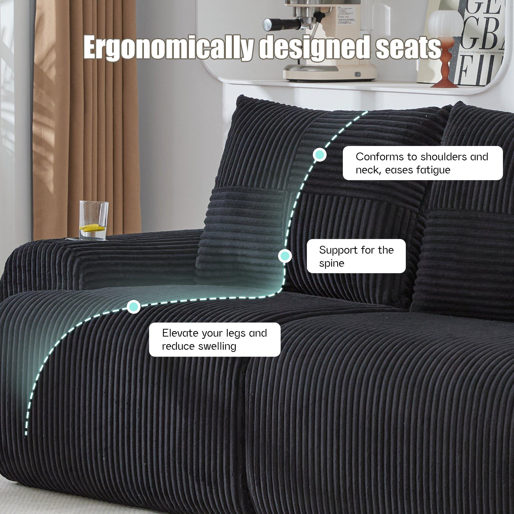 Black - Urban Meuble - Modular Corduroy Sofa - 8