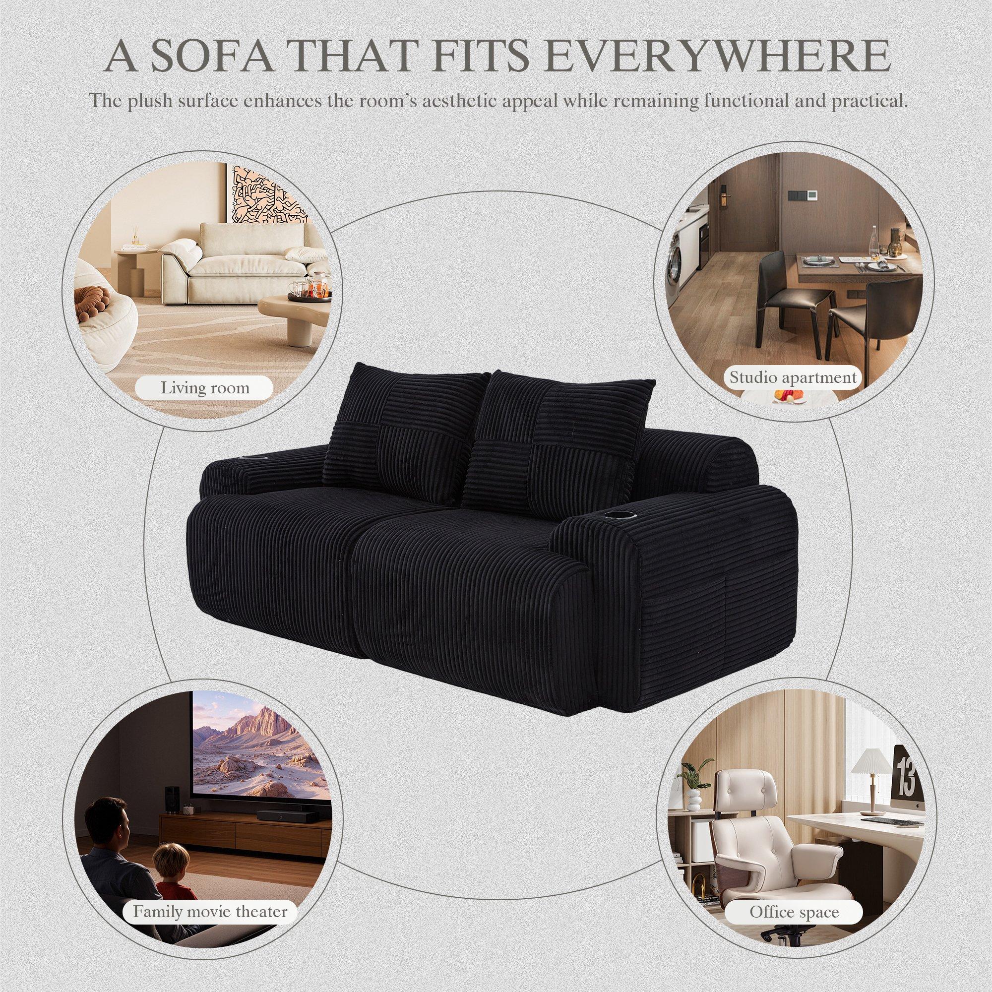 Black - Urban Meuble - Modular Corduroy Sofa - 9