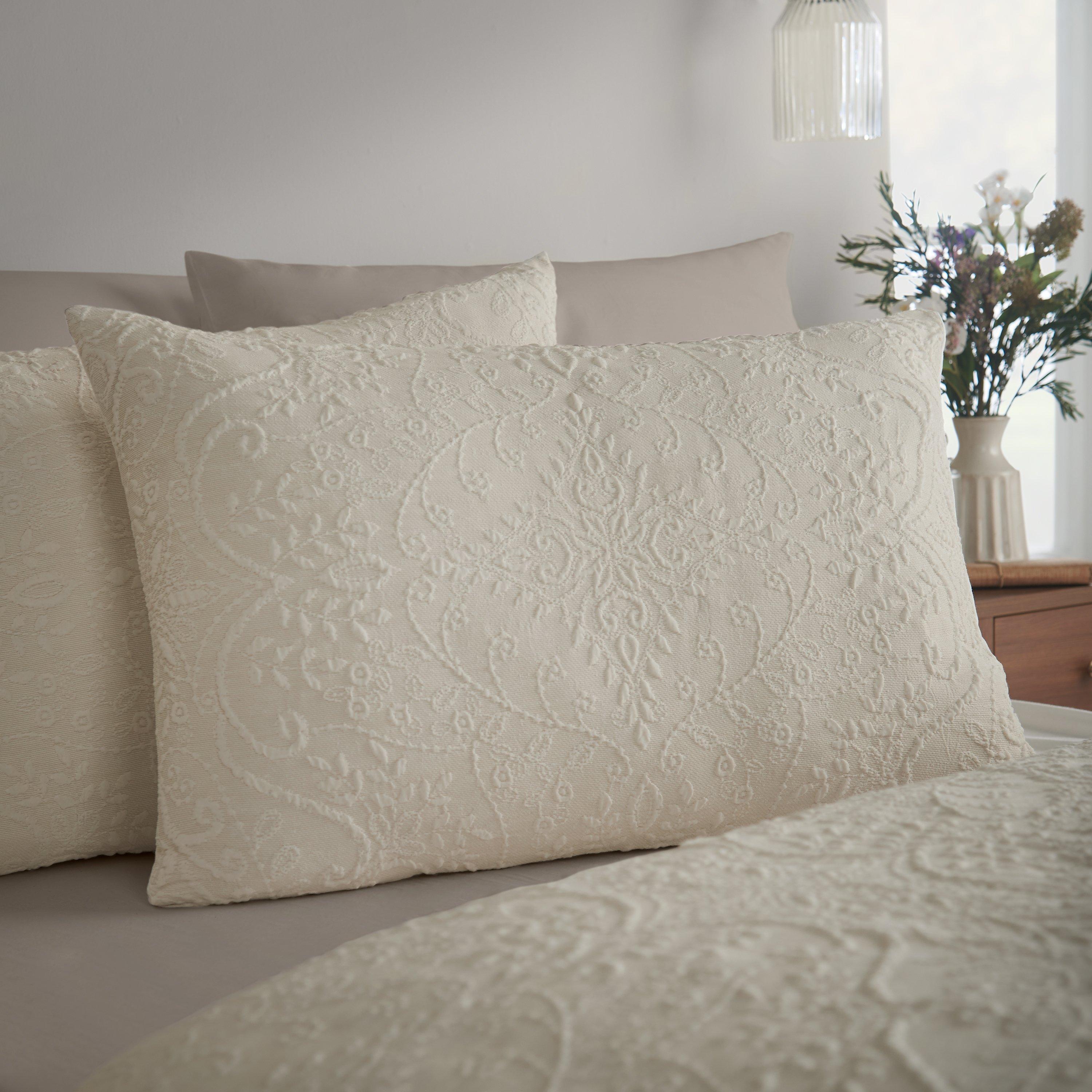 Cream - Catherine Lansfield - Amelia Jacquard Duvet Cover Set - 2
