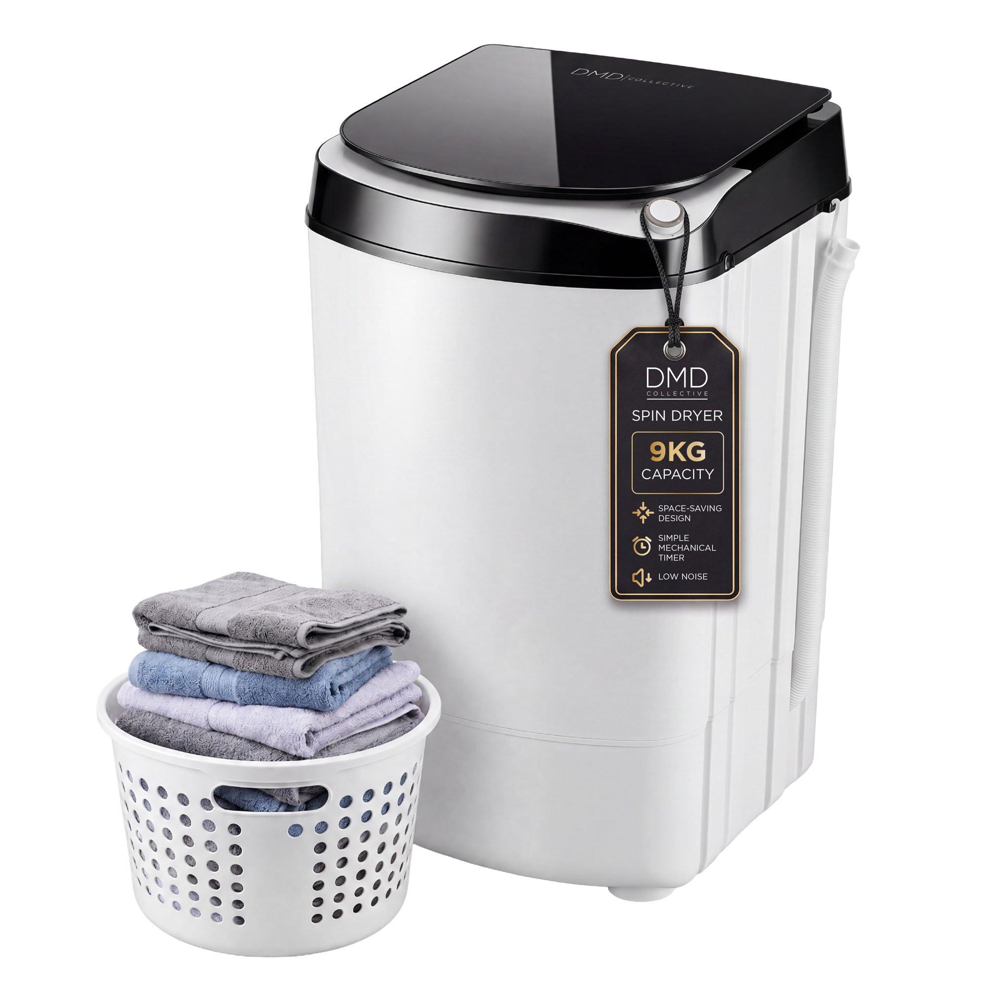 Black/White - DMD Collective - 9kg Spin Dryer with Stainless Steel Drum - 1