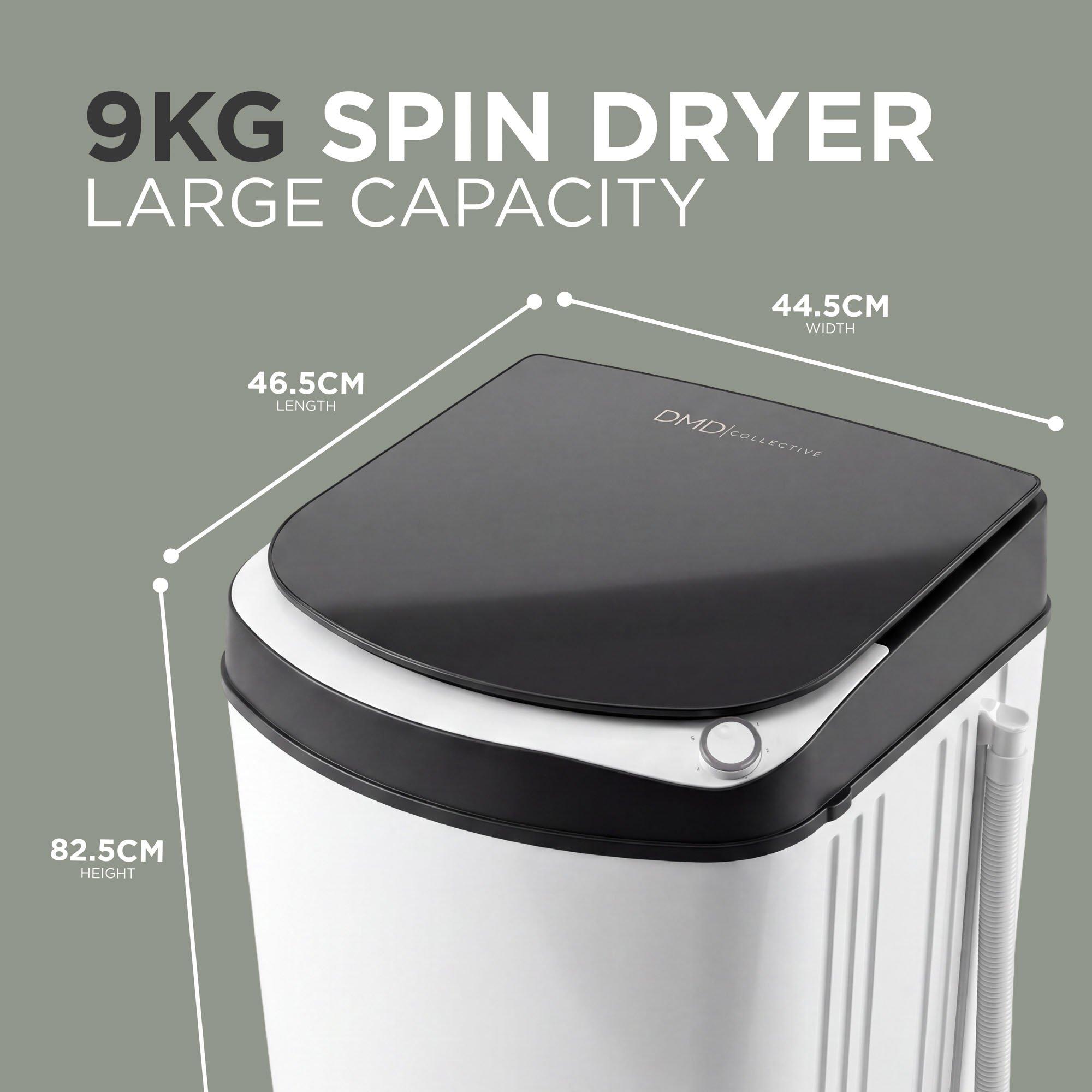 Black/White - DMD Collective - 9kg Spin Dryer with Stainless Steel Drum - 2