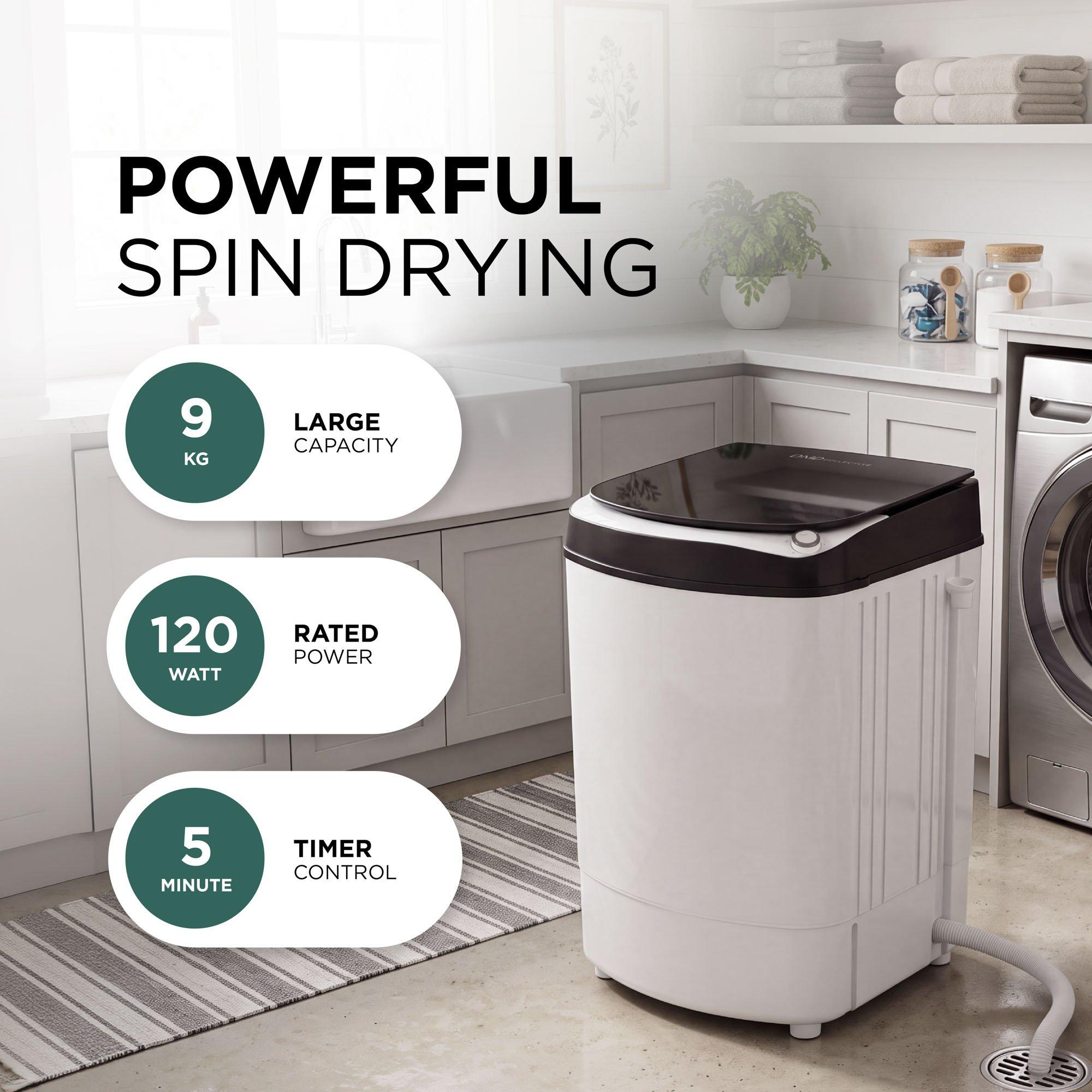 Black/White - DMD Collective - 9kg Spin Dryer with Stainless Steel Drum - 4