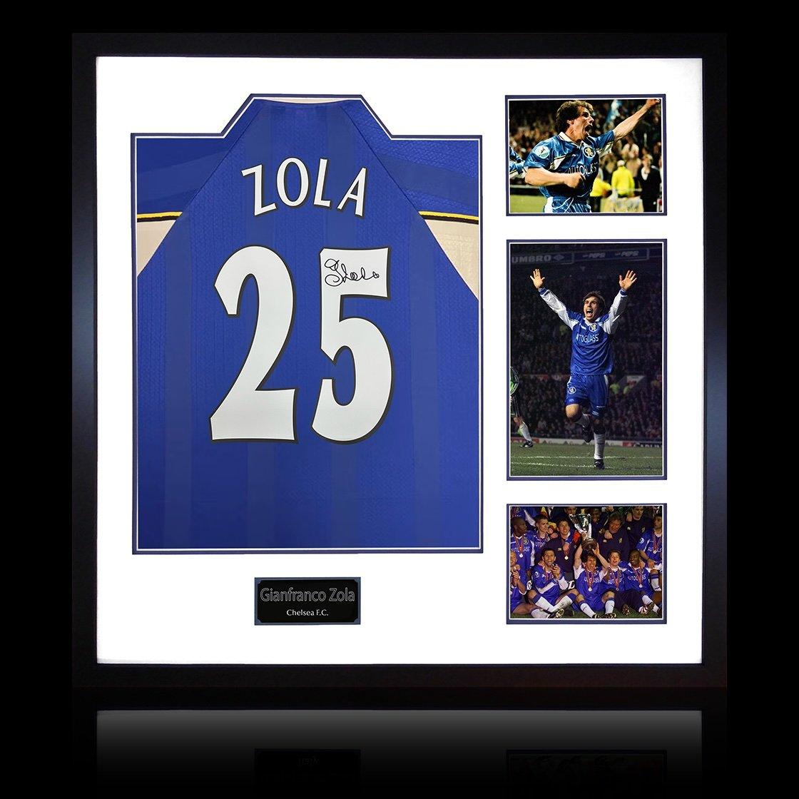 The Fan Cave  Gianfranco Zola Signed Chelsea Premierleague Shirt - Blue - 820mm x 82