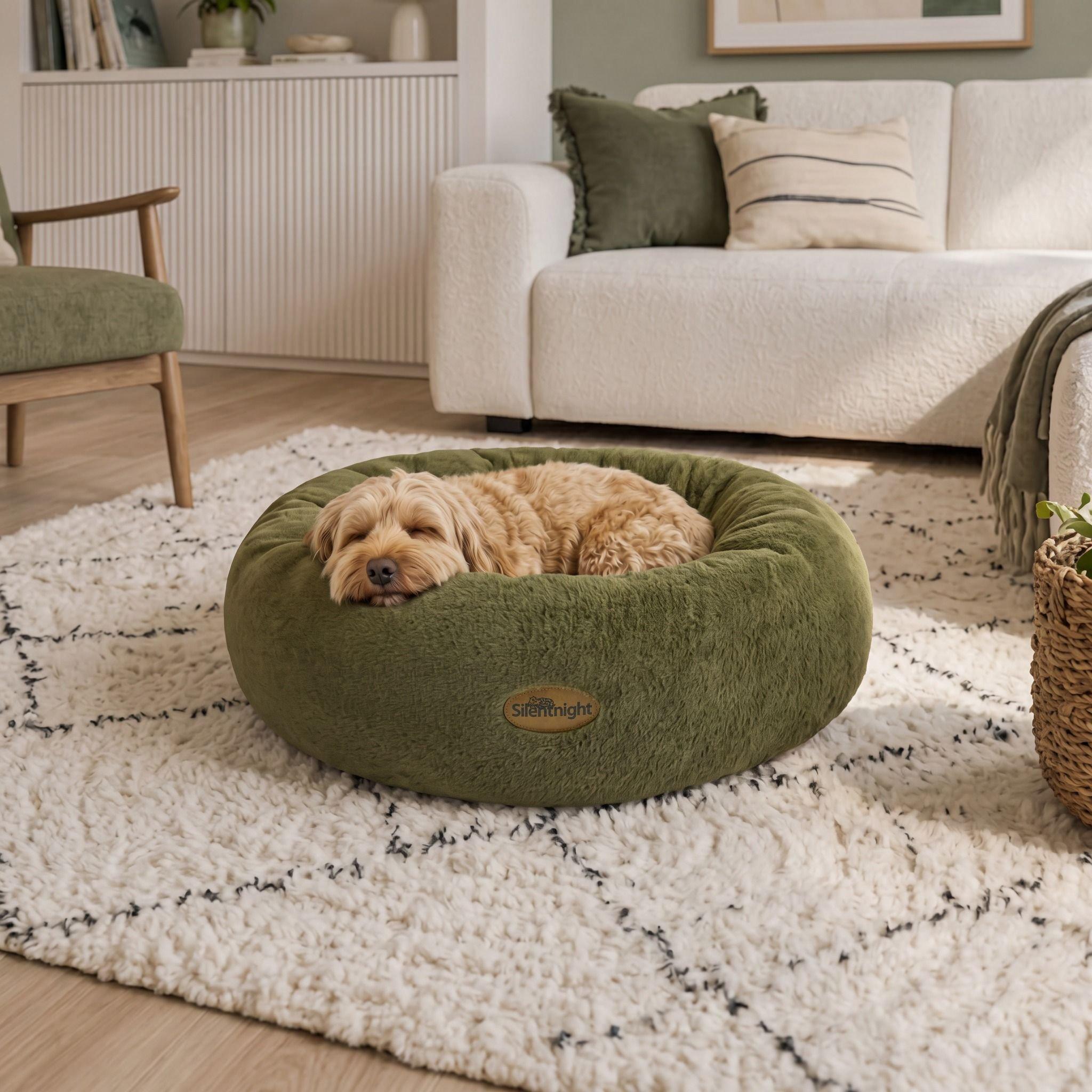 Green - Silentnight - Luxury Fur Calming Donut Bed - 1