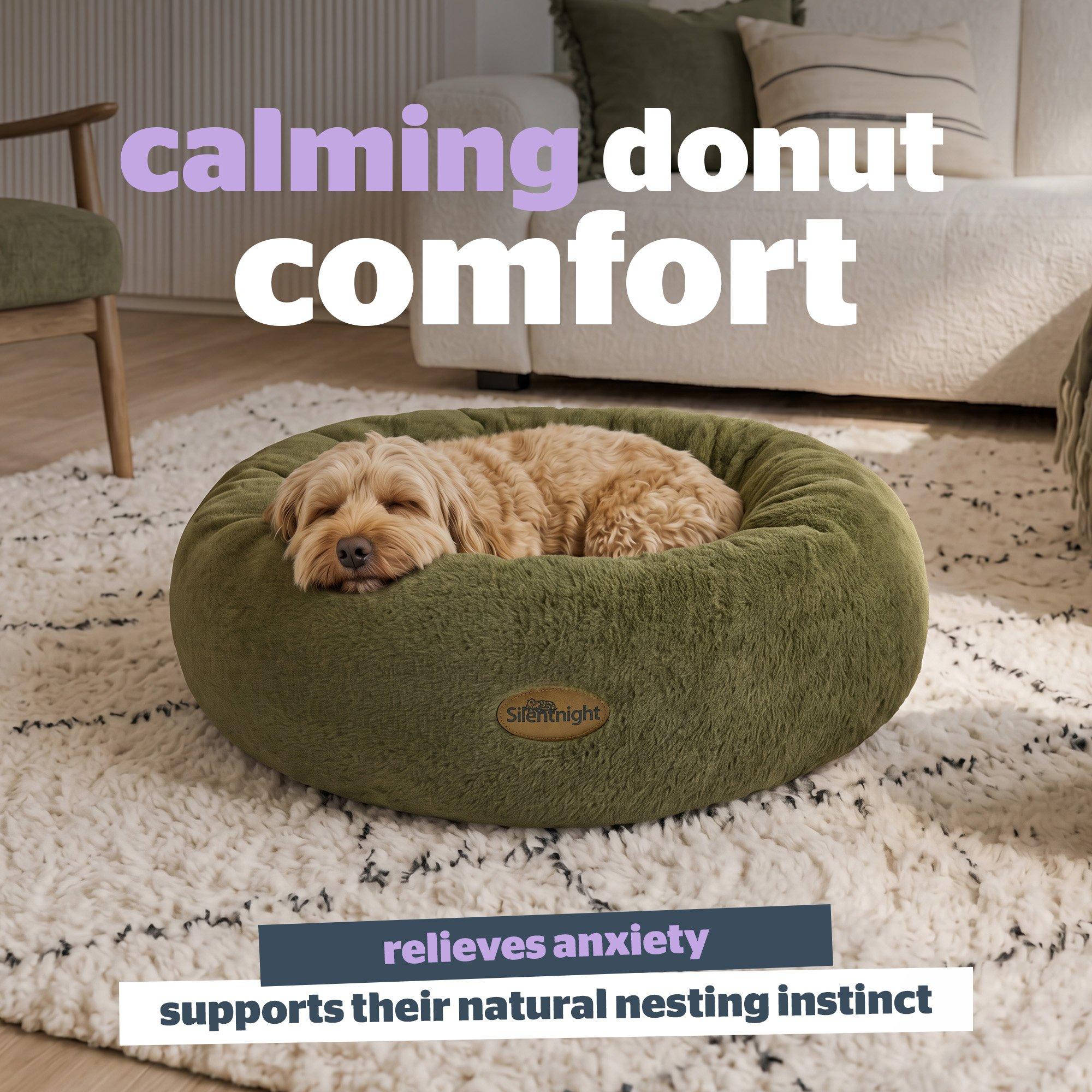 Green - Silentnight - Luxury Fur Calming Donut Bed - 2
