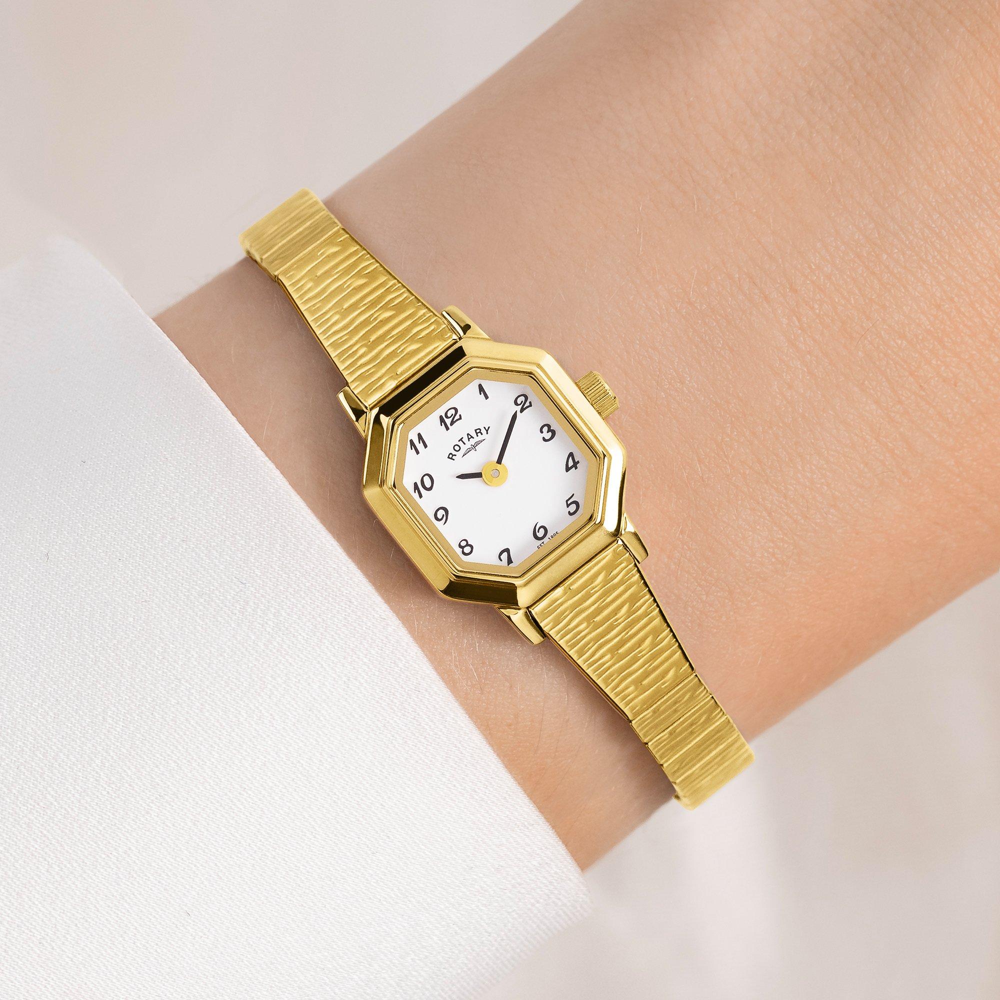 Gold - Rotary - Rotary Ladies Heritage Octagonal SS Expander Watch - 3